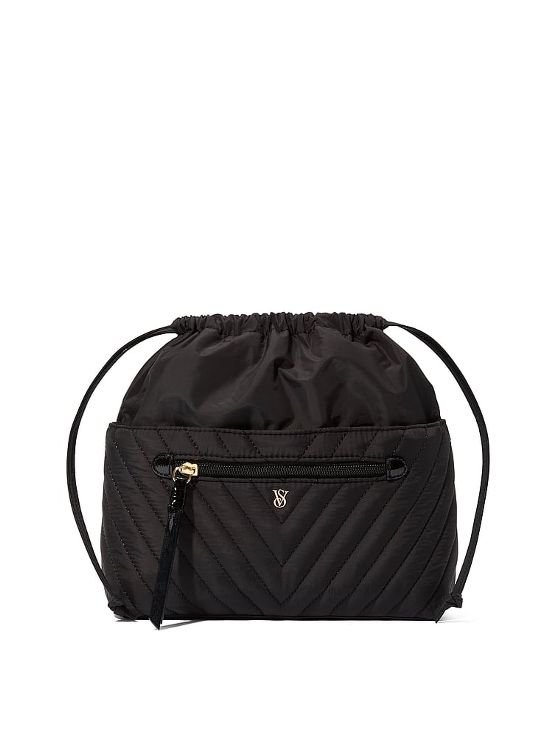 Black V Quilt Cinch Makeup Bag - Image 1 of 2