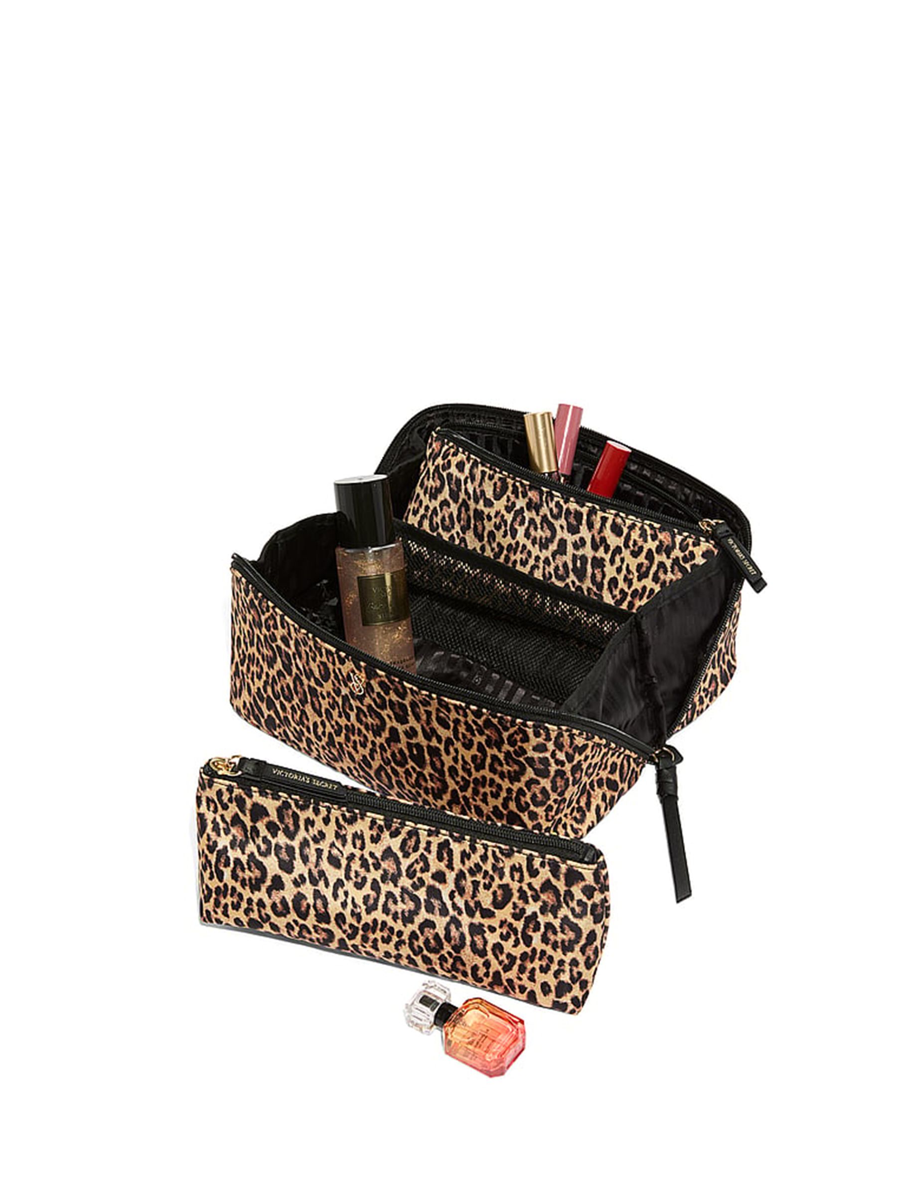 Leopard Brown 3 Piece Expandable Travel Make-Up Bag - Image 3 of 3