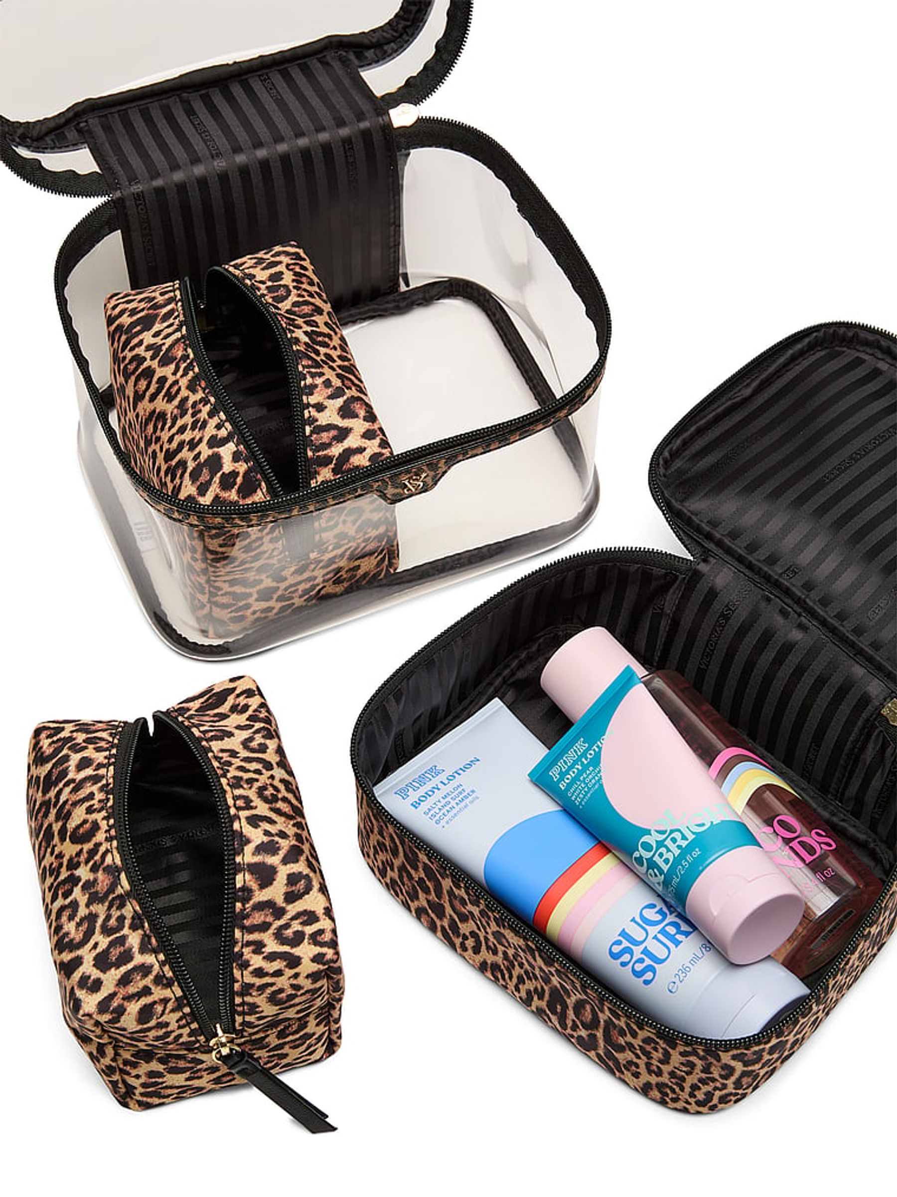 Leopard Brown Print Makeup Bag 4 Piece - Image 4 of 4