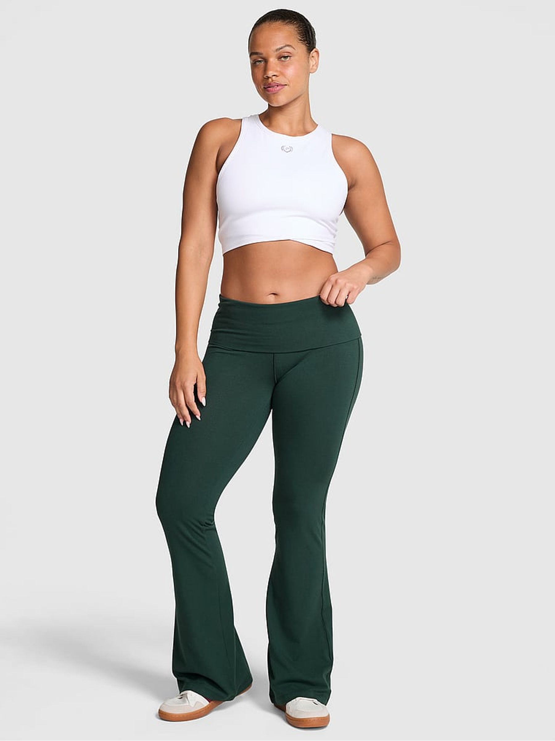 Deep Forest Green Foldover Flares Leggings - Image 1 of 3