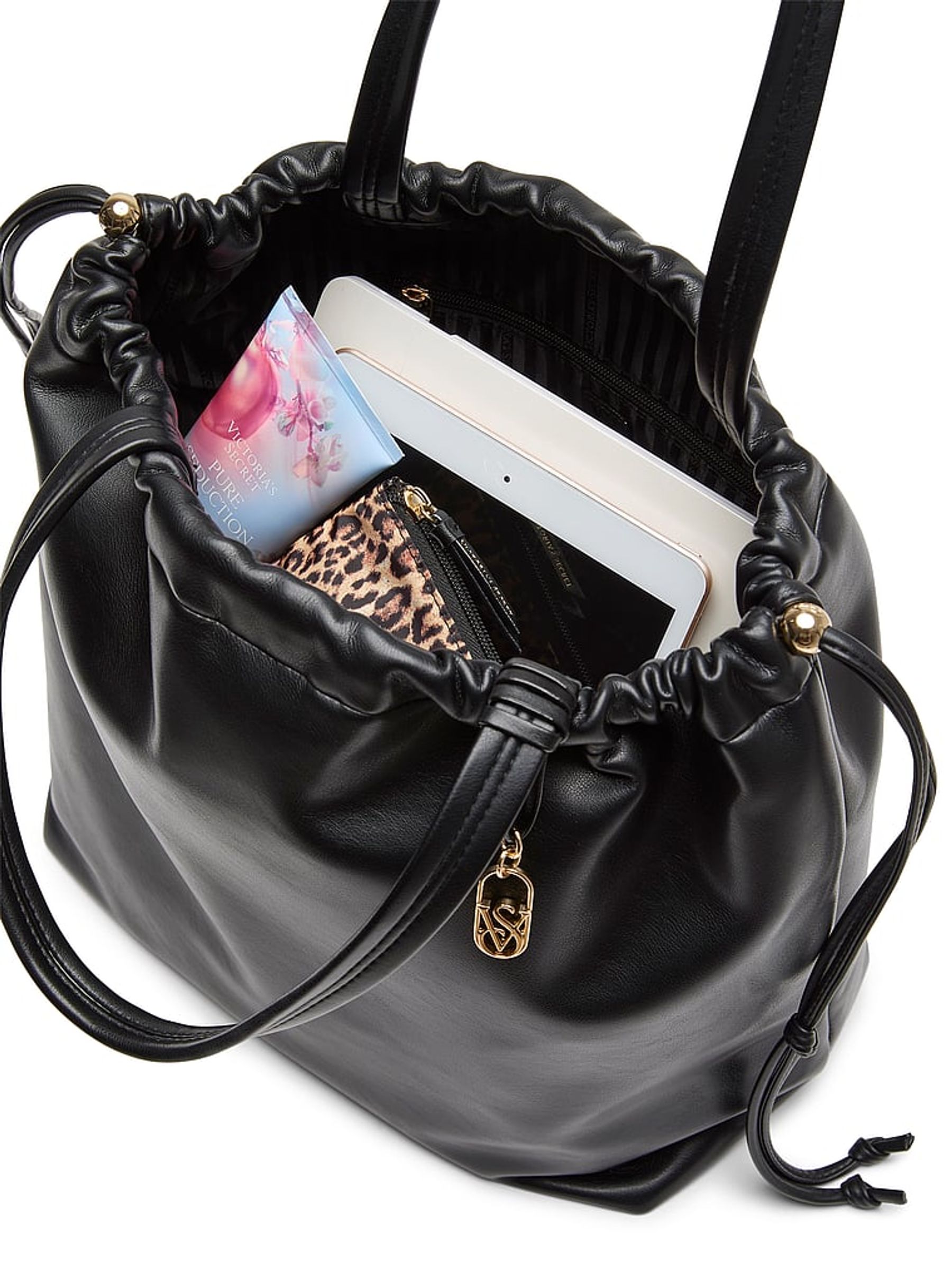 Black Nappa Slouchy Cinch Tote Bag - Image 4 of 4