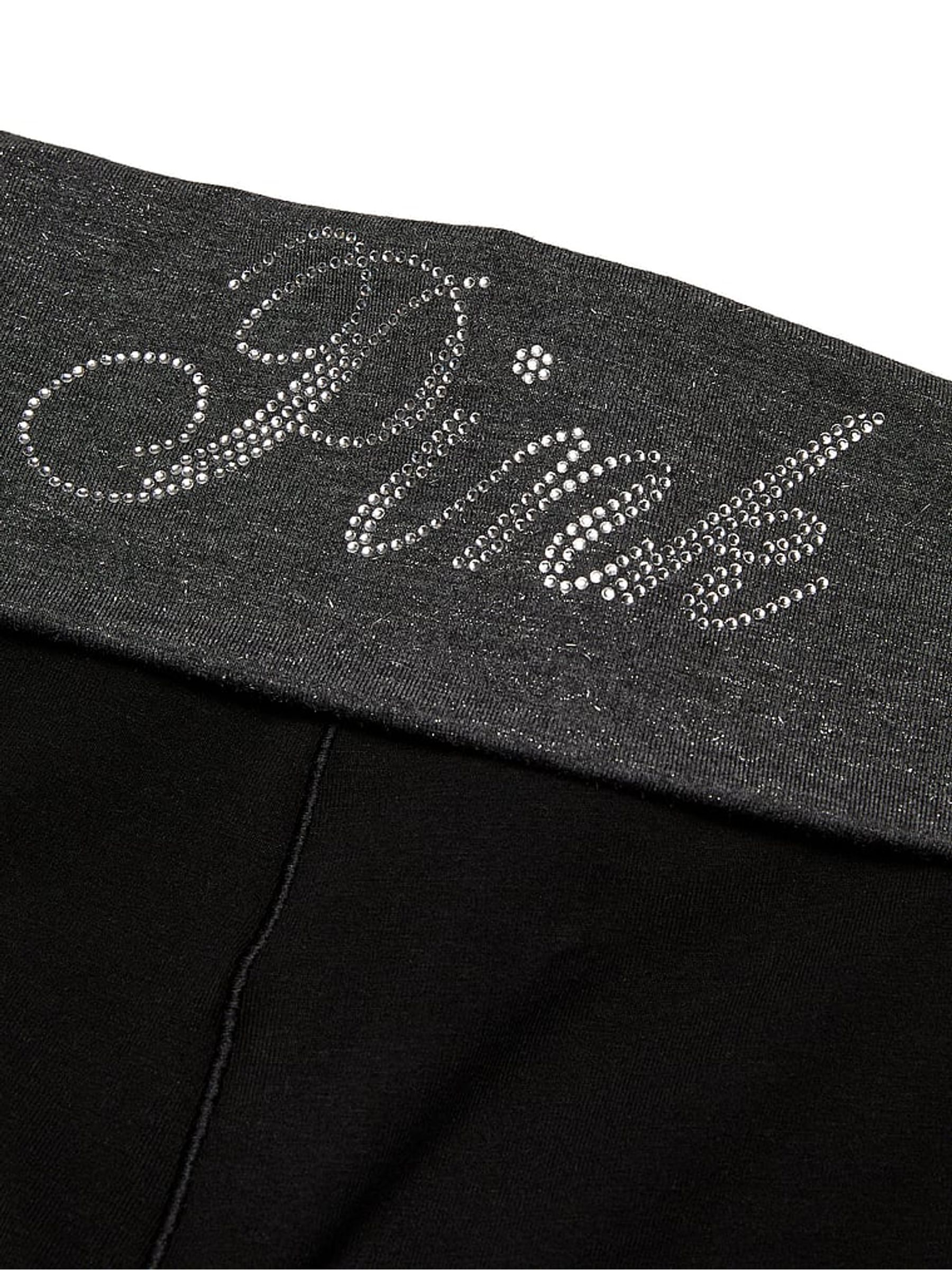 Black and Grey Foldover Flares Leggings - Image 4 of 4