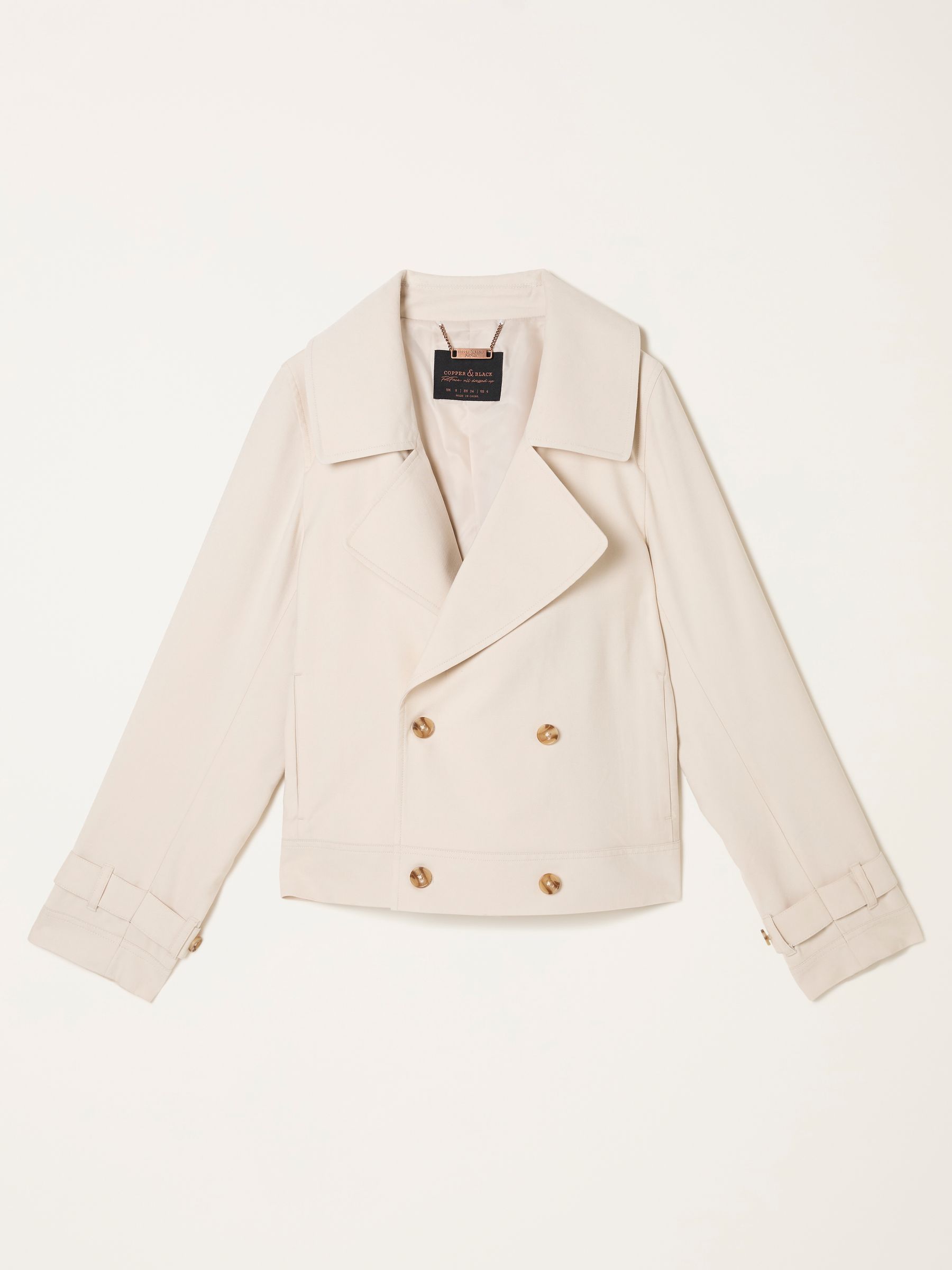 Cora Neutral Cropped Trench Coat - Image 10 of 10
