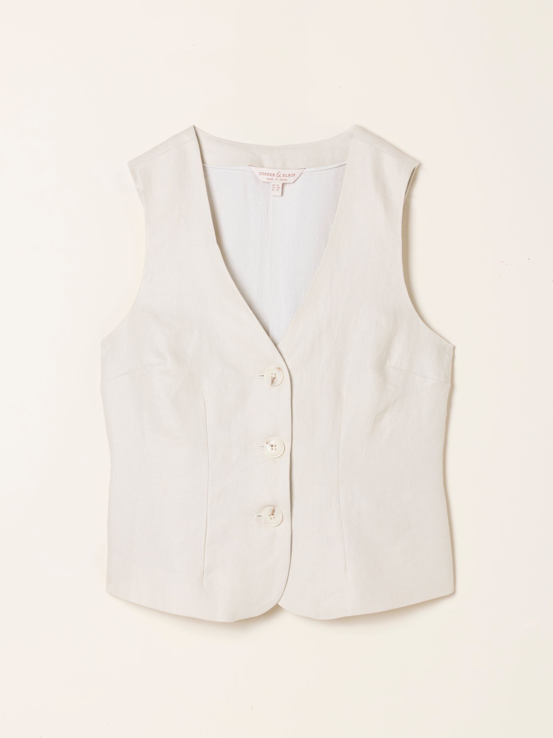 Kiley Ivory Regular Linen Waistcoat - Image 7 of 7