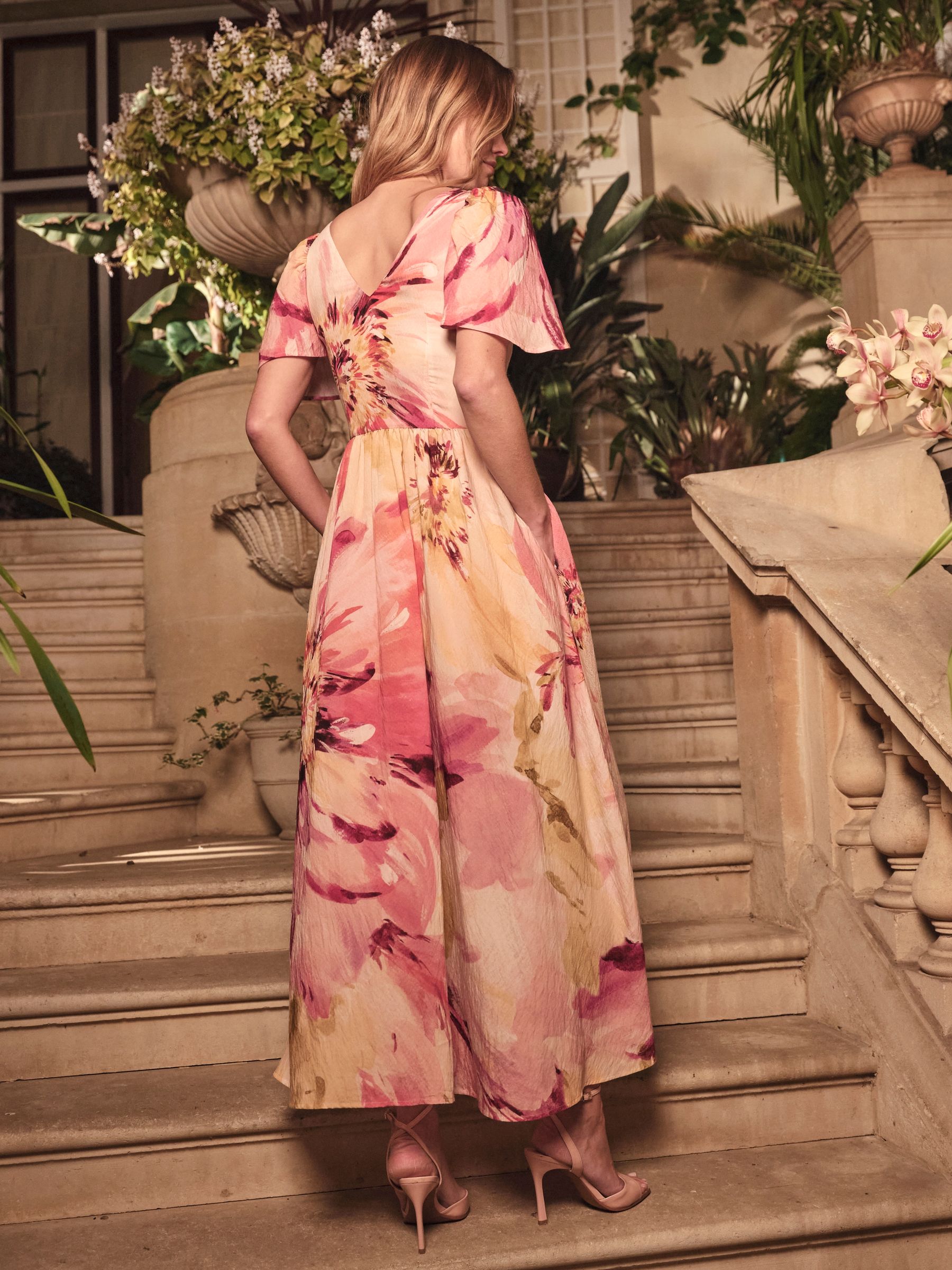 orange dress with flowers Fall Harvest Floral Maxi Dress Curves main image 1