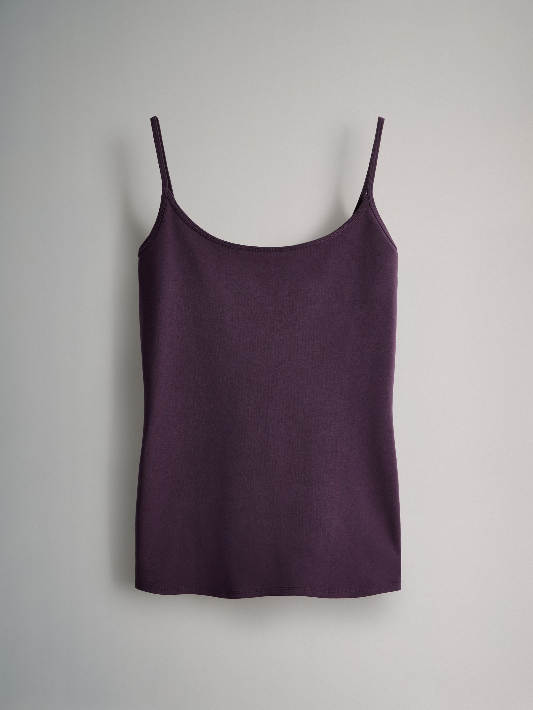 Black/Purple/Brown/Taupe/Pink/Cream - 7 Pack Thin Strap Vest Tops - Image 3 of 10