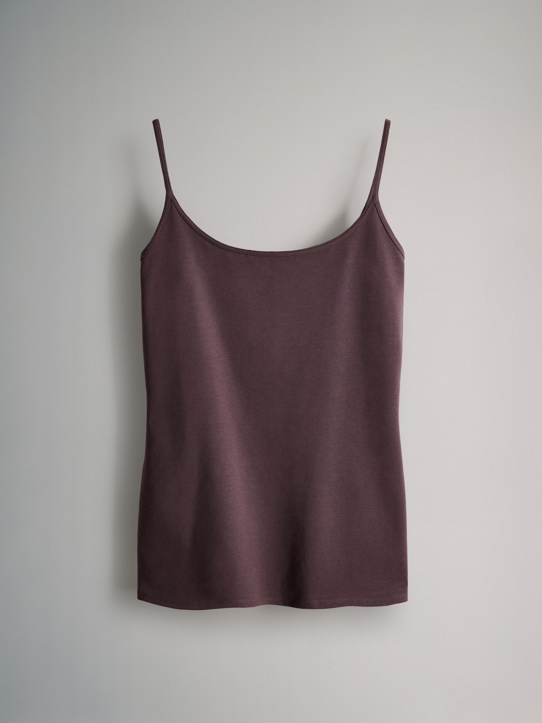 Black/Purple/Brown/Taupe/Pink/Cream - 7 Pack Thin Strap Vest Tops - Image 4 of 10