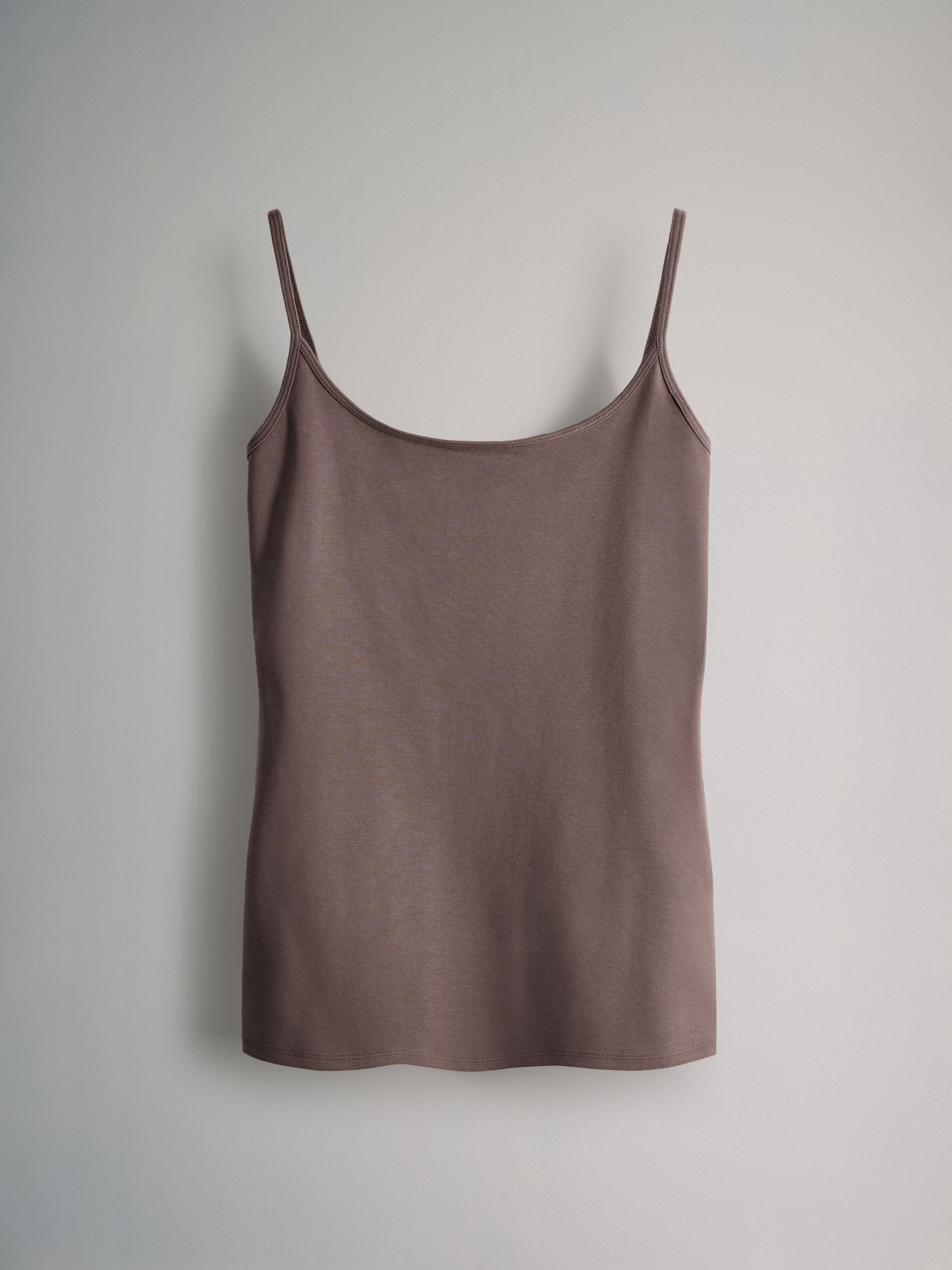 Black/Purple/Brown/Taupe/Pink/Cream - 7 Pack Thin Strap Vest Tops - Image 5 of 10