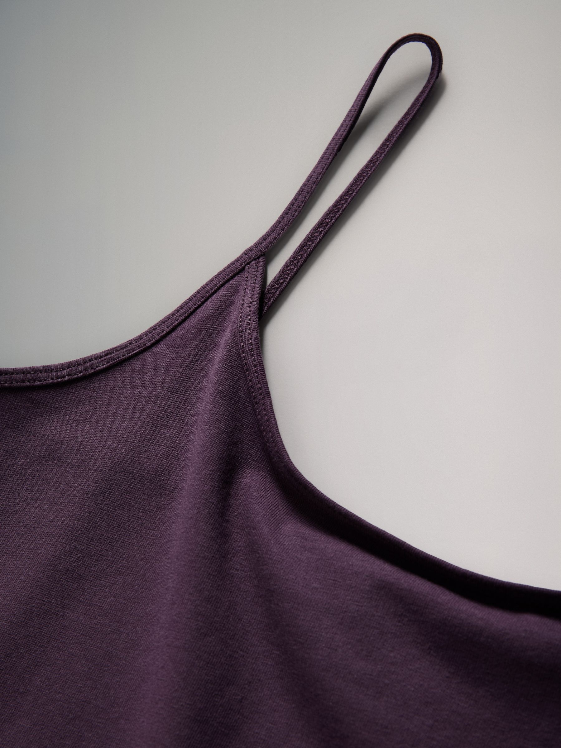 Black/Purple/Brown/Taupe/Pink/Cream 7 Pack Thin Strap Vest Tops - Image 6 of 6