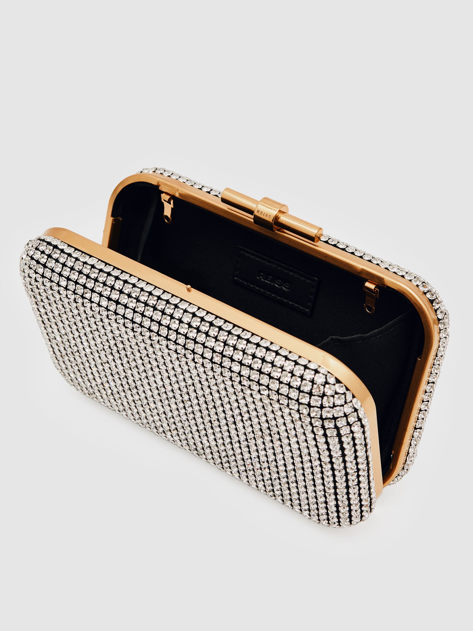 Embellished Box Clutch in Silver - Image 2 of 6