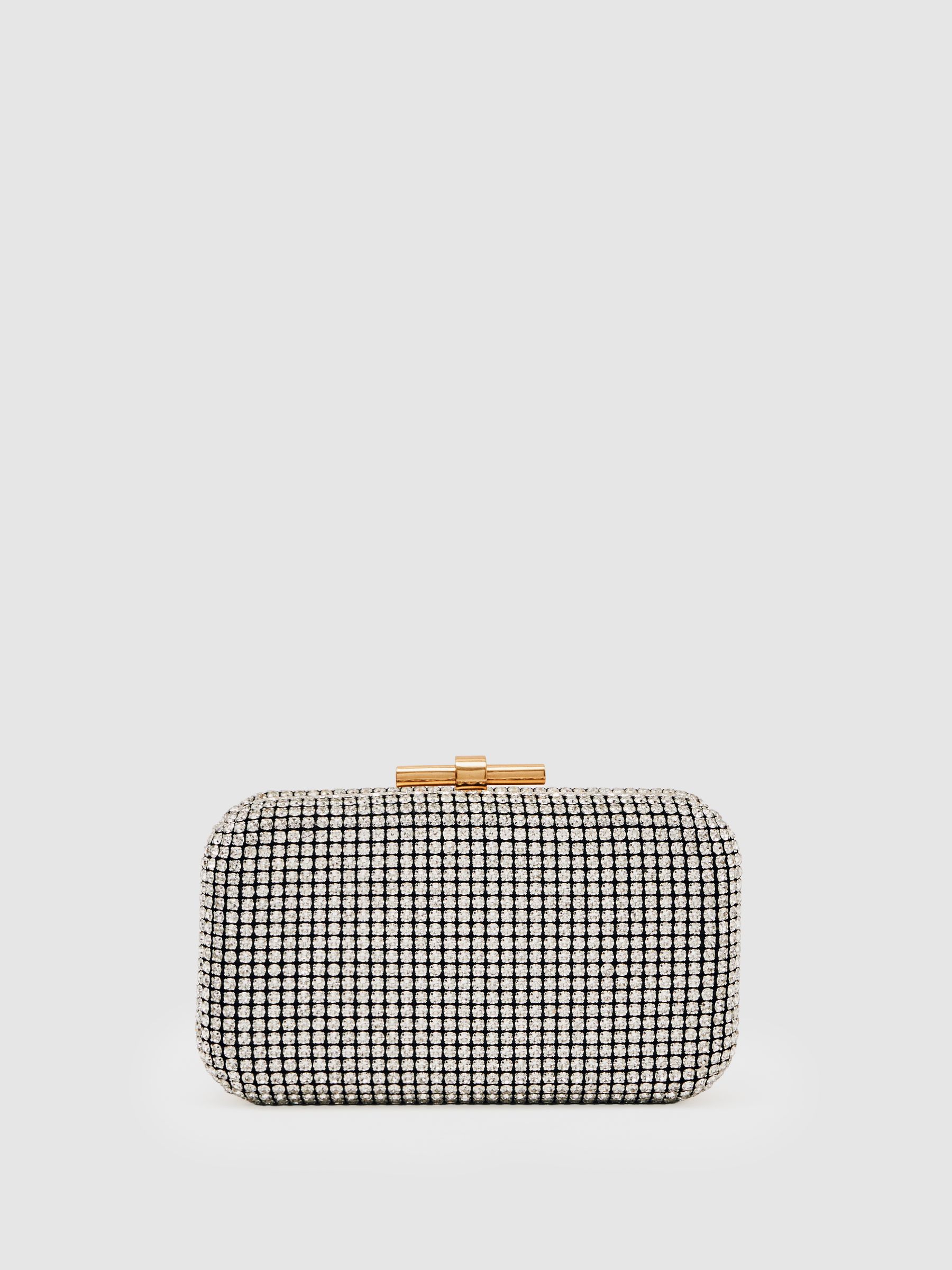 Embellished Box Clutch in Silver - Image 4 of 6