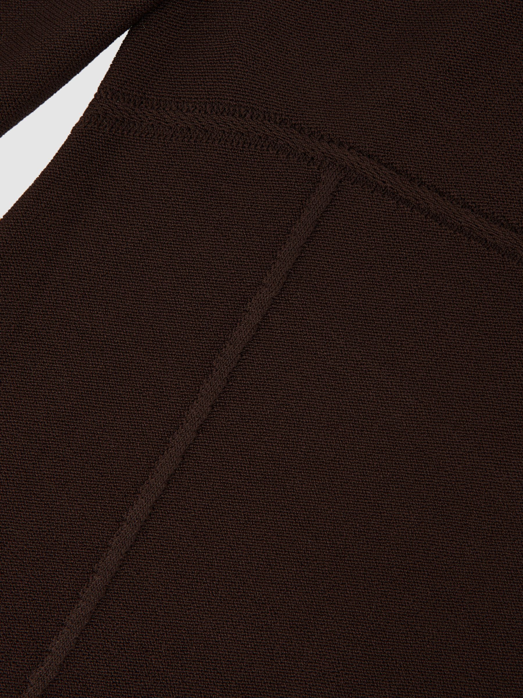 Mesh Funnel-Neck Knit Top in Chocolate Brown - image 3