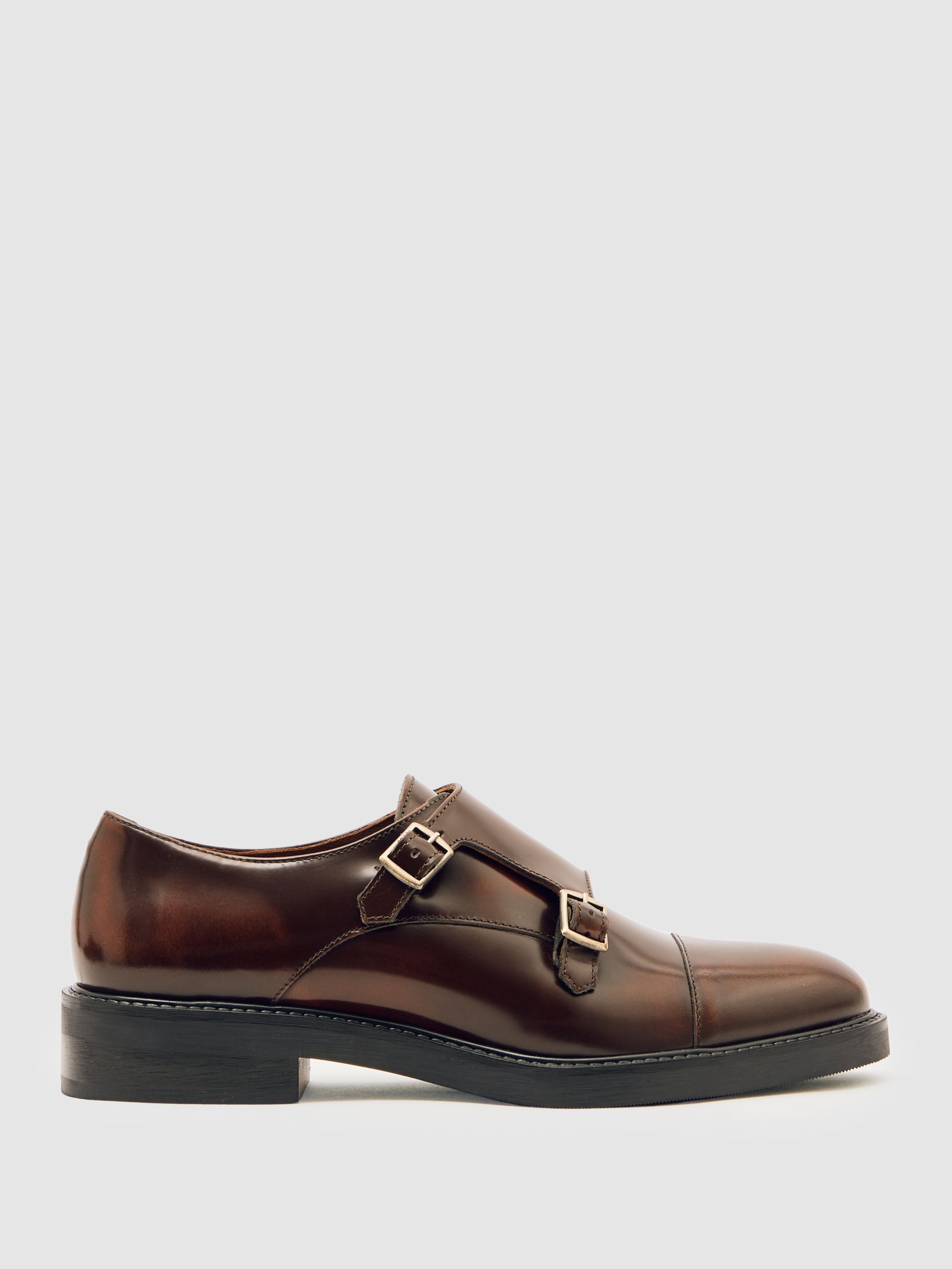 Leather Double-Strap Monk Shoes in Tan - Image 1 of 5 Leather Double-Strap Monk Shoes in Tan - Image 1 of 5