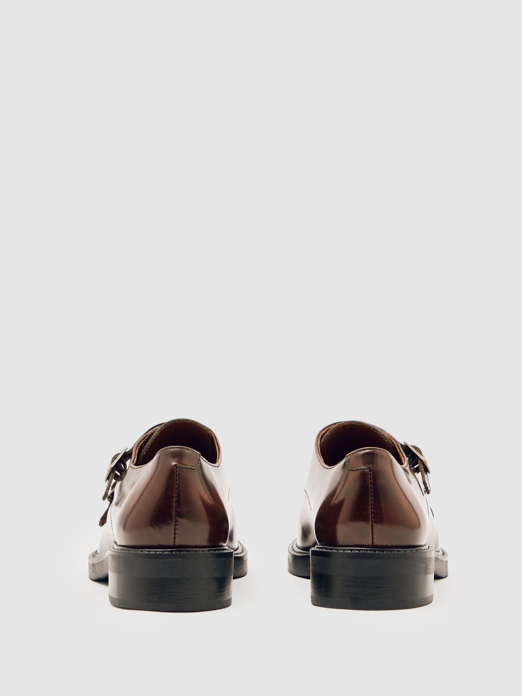 Leather Double-Strap Monk Shoes in Tan - image 3