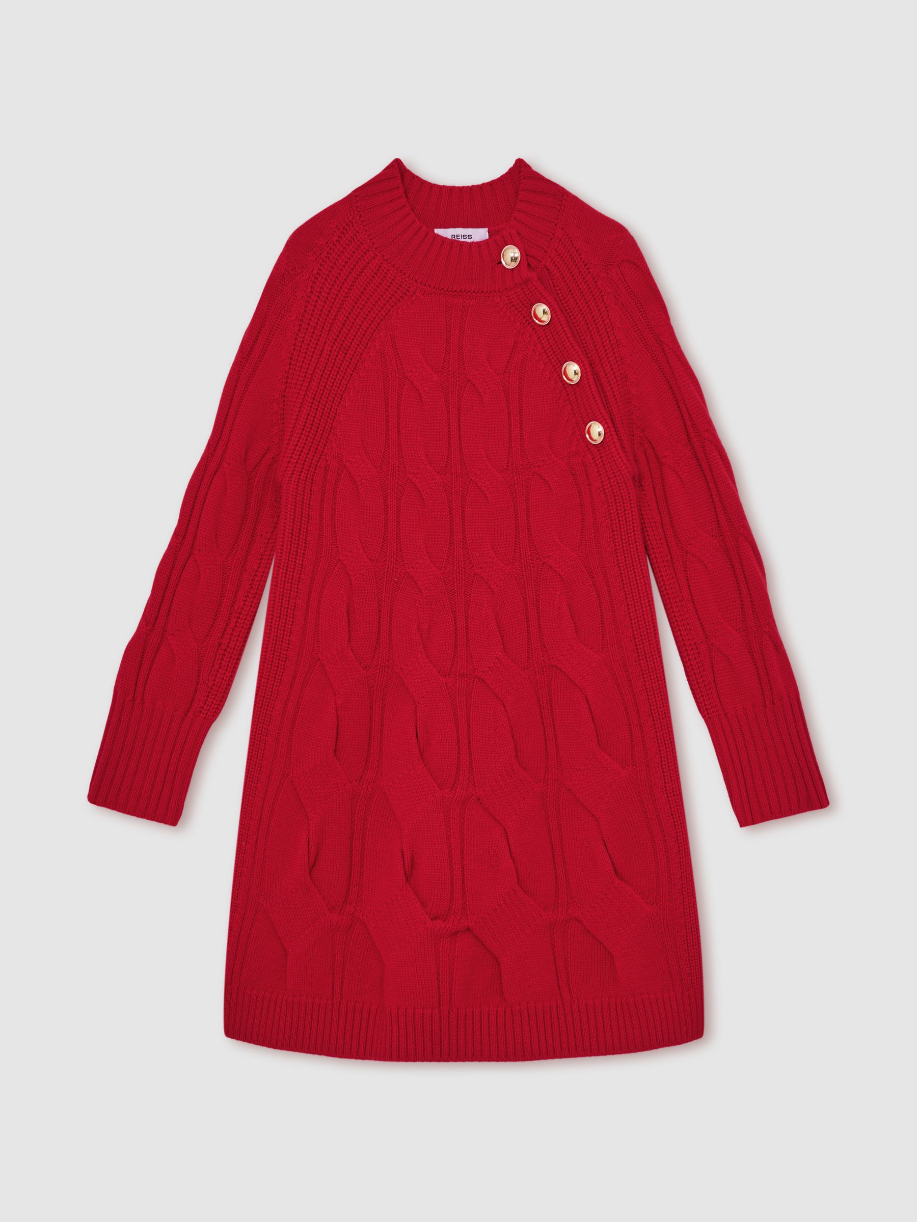13-14 yrs Wool Cable-Knit Dress in Red - Image 1 of 5