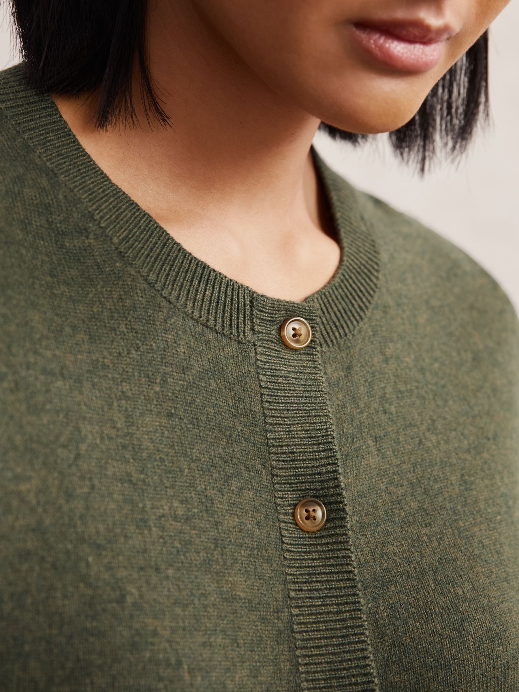 Wool-Blend Crew-Neck Cardigan With Cashmere in Green - image 5