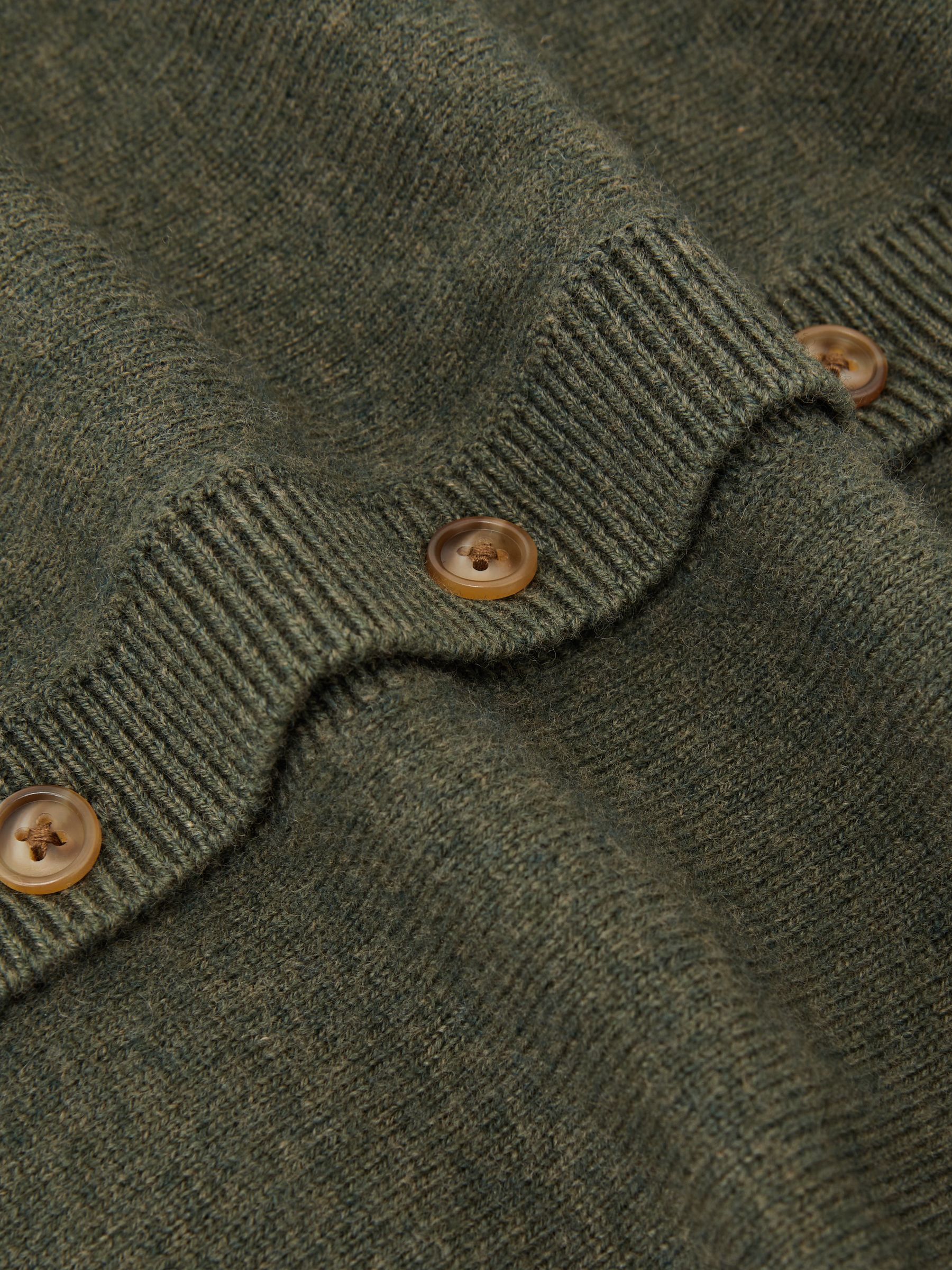 Wool-Blend Crew-Neck Cardigan With Cashmere in Green - image 2
