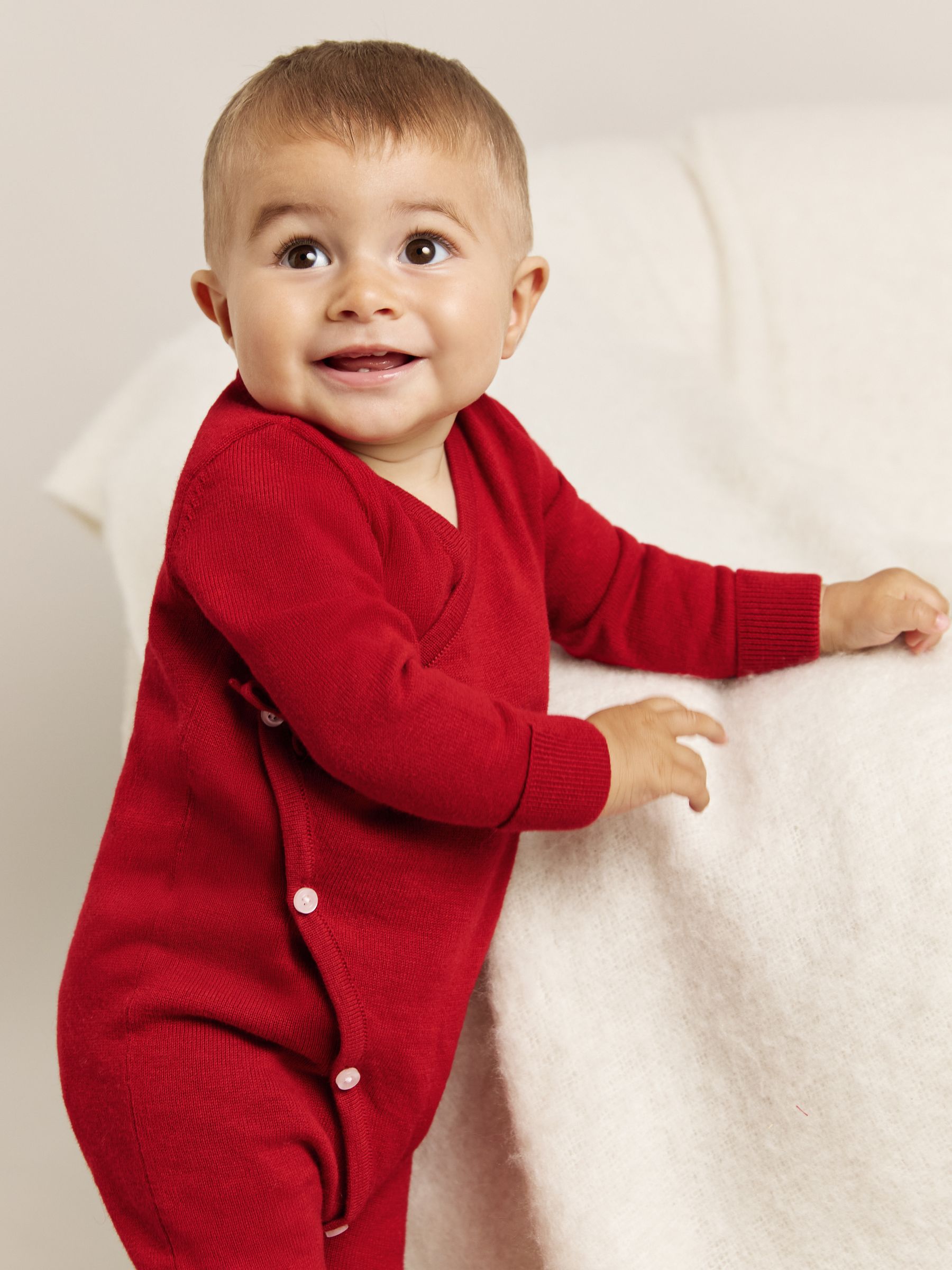 Wrap-Front Sleepsuit with Cashmere in Red - Image 1 of 4