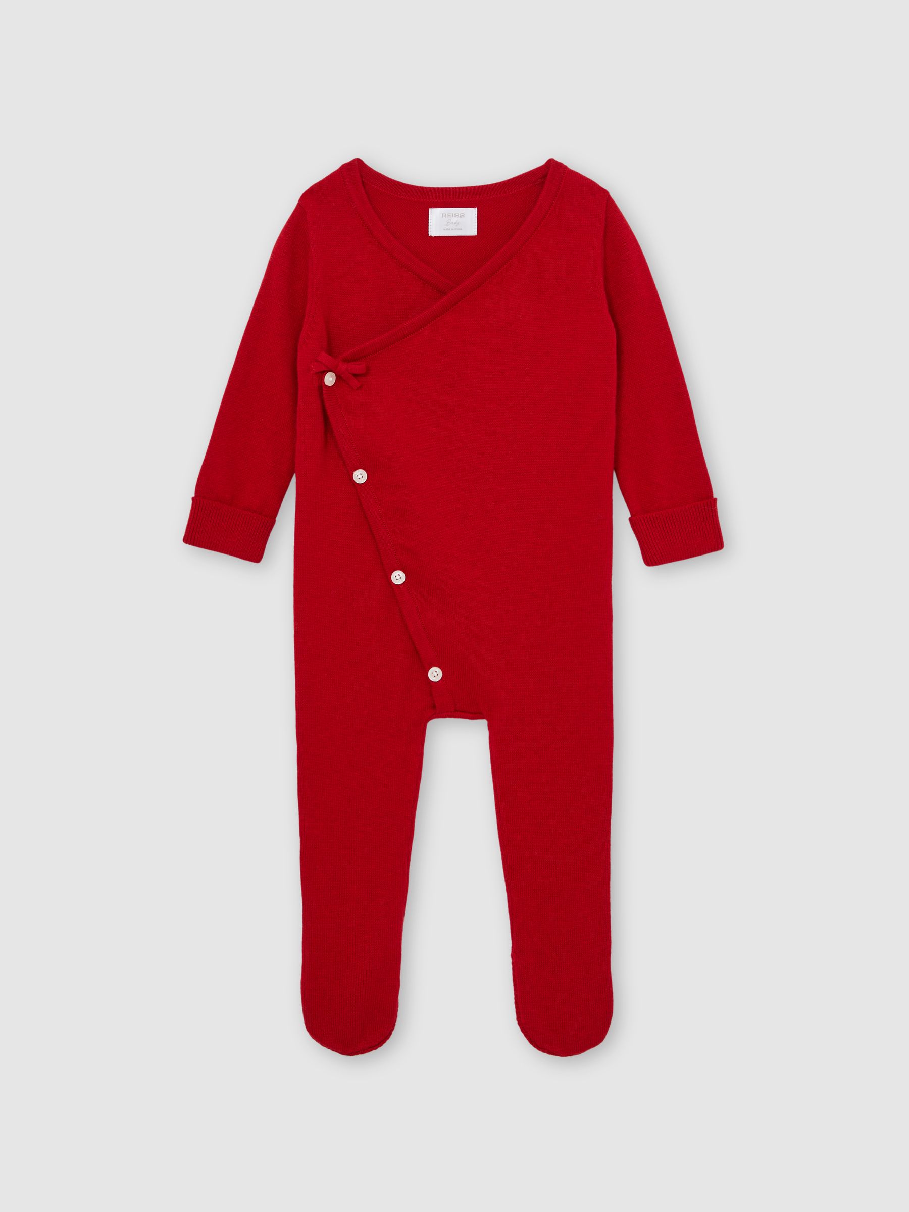 Wrap-Front Sleepsuit with Cashmere in Red - Image 2 of 4