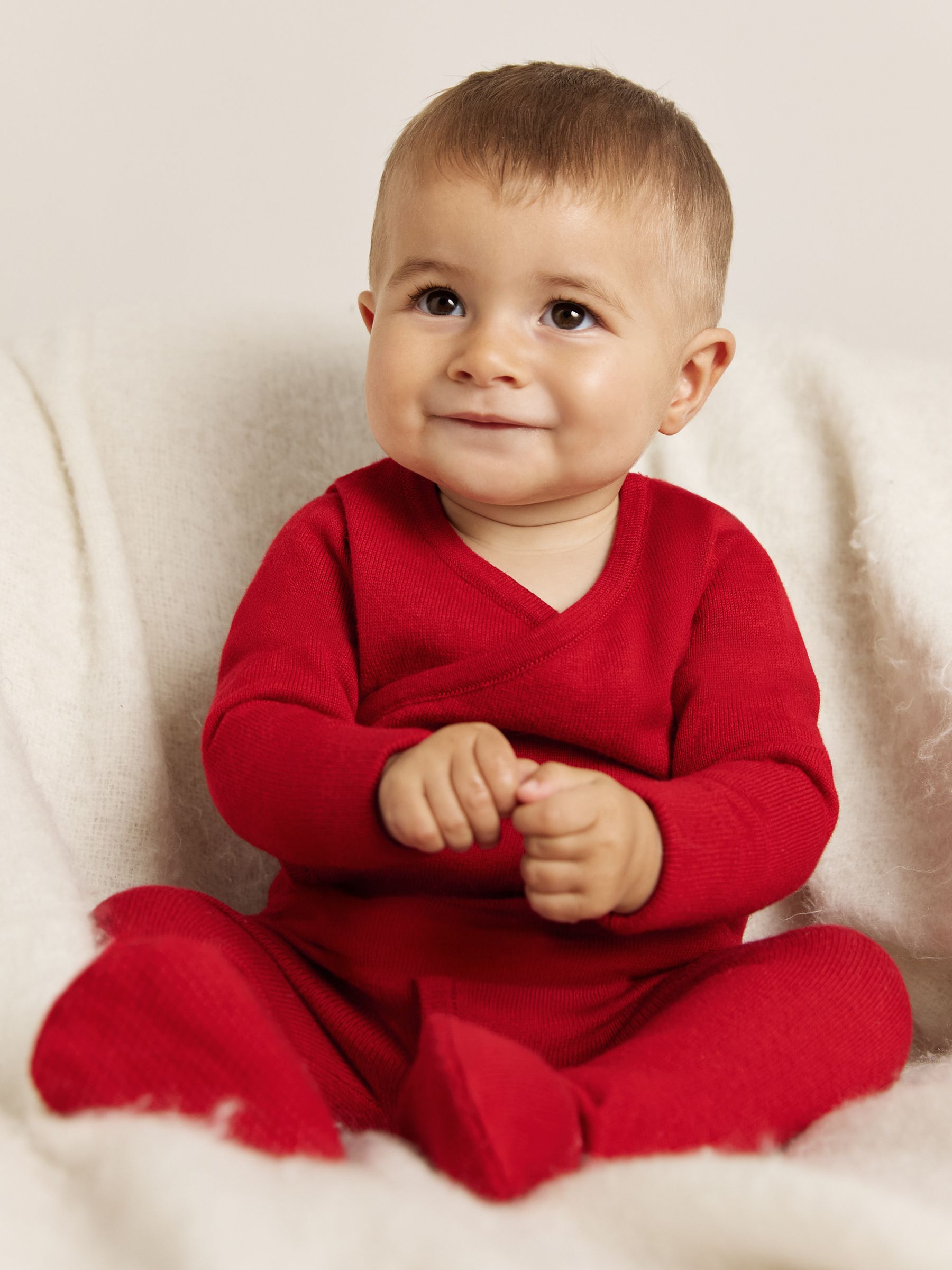 Wrap-Front Sleepsuit with Cashmere in Red - Image 3 of 4