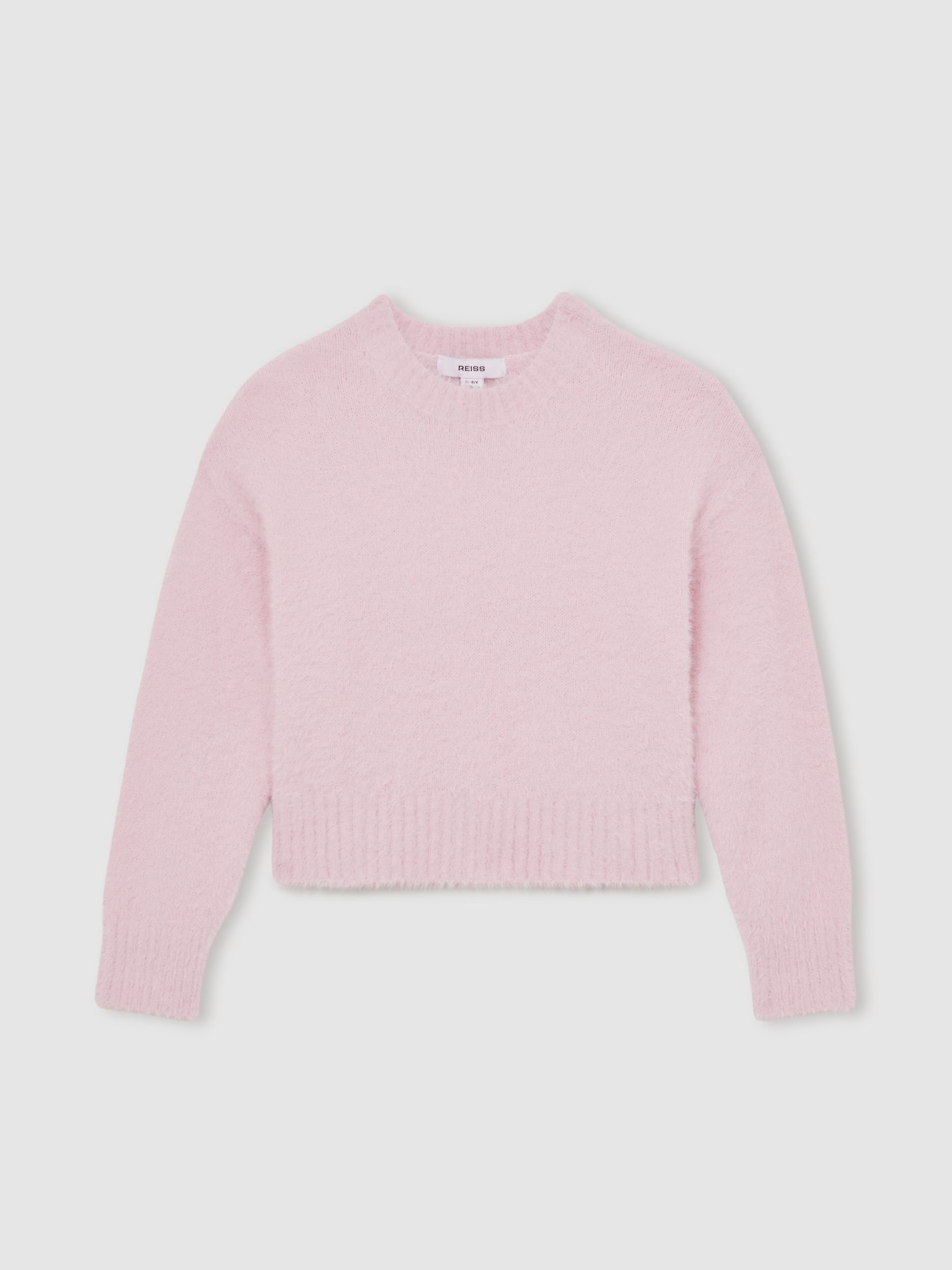 Fluffy Crew-Neck Jumper in Pink - Image 2 of 4