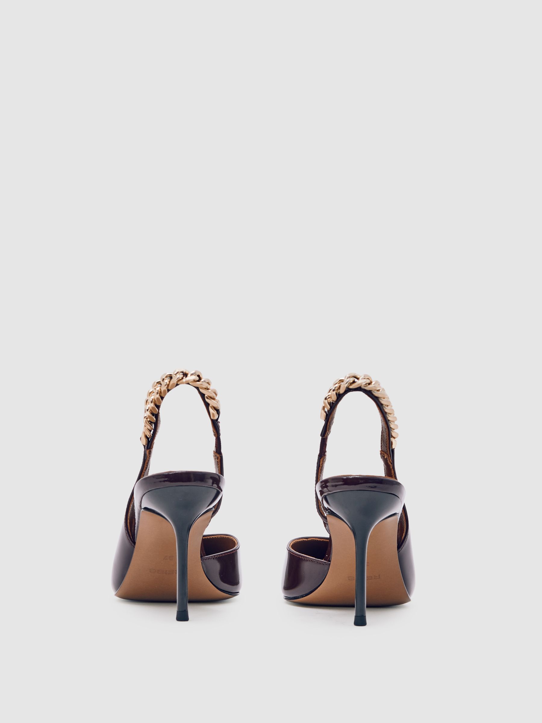 Patent-Leather Chain-Slingback Heels in Burgundy - image 1