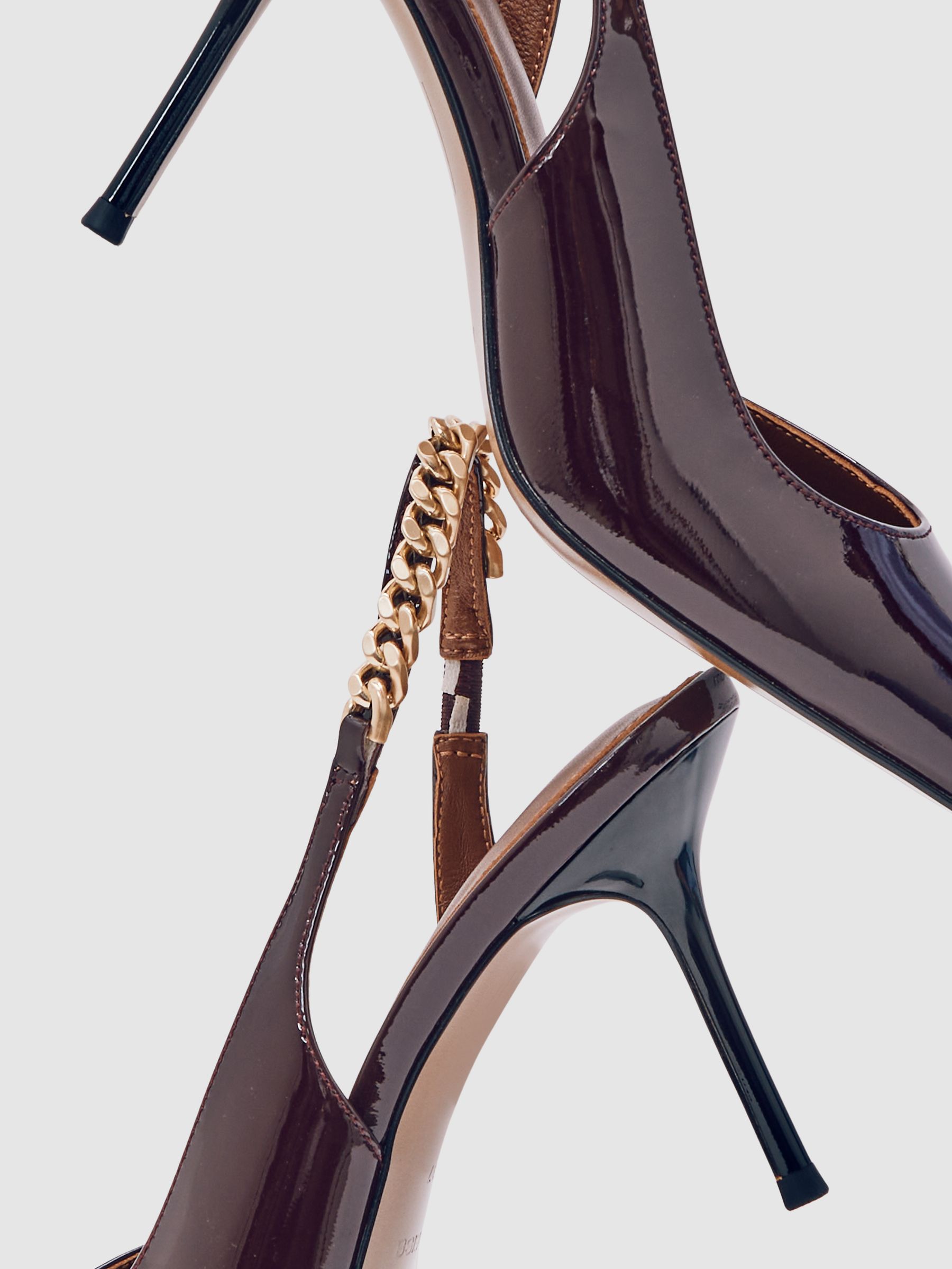 Patent-Leather Chain-Slingback Heels in Burgundy - image 3