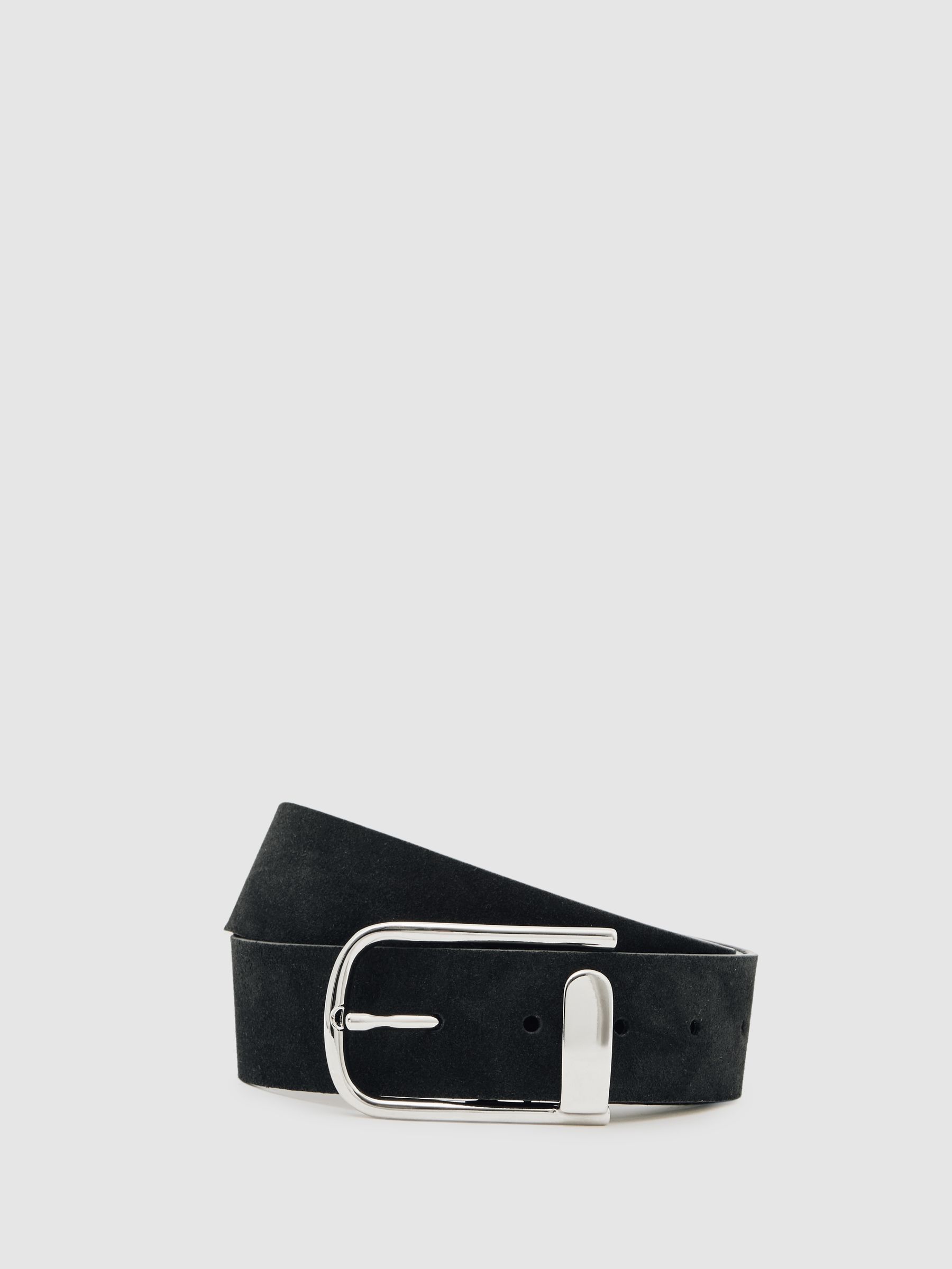 Suede Half Keeper Belt in Black - Image 1 of 4 Suede Half Keeper Belt in Black - Image 1 of 4