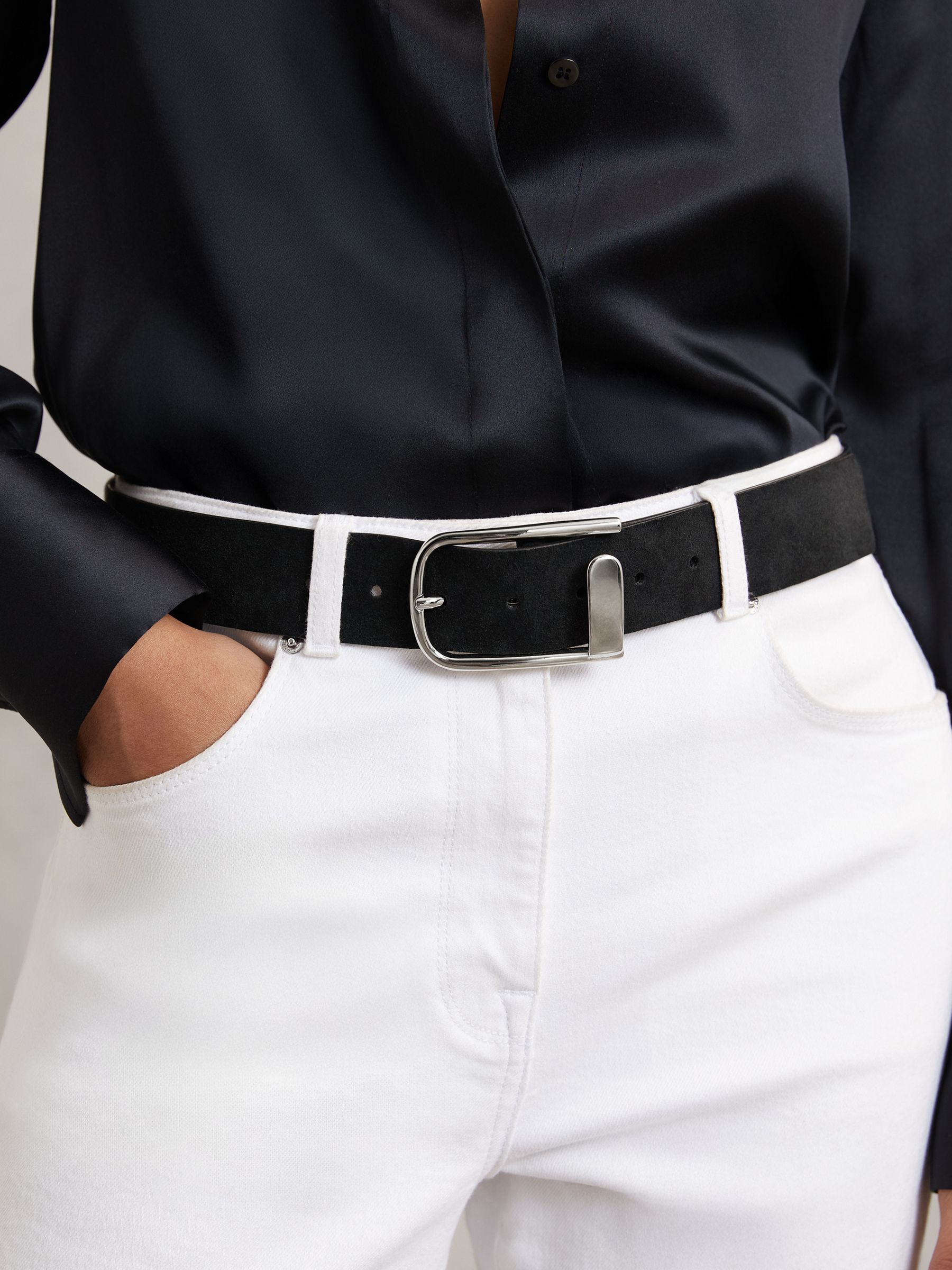 Suede Half Keeper Belt in Black - Image 3 of 4