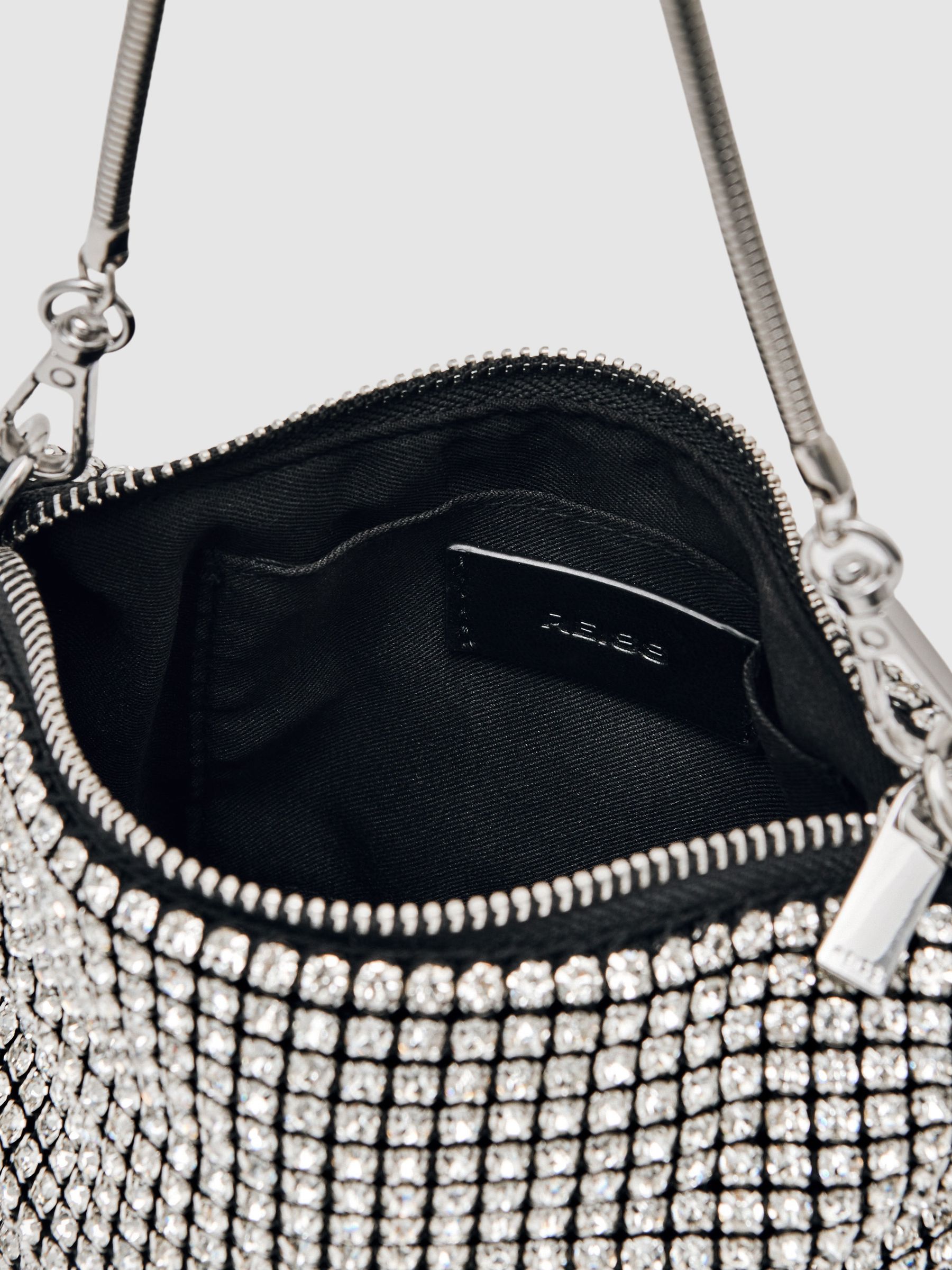 Crystal Pouch Bag in Silver - Image 4 of 6