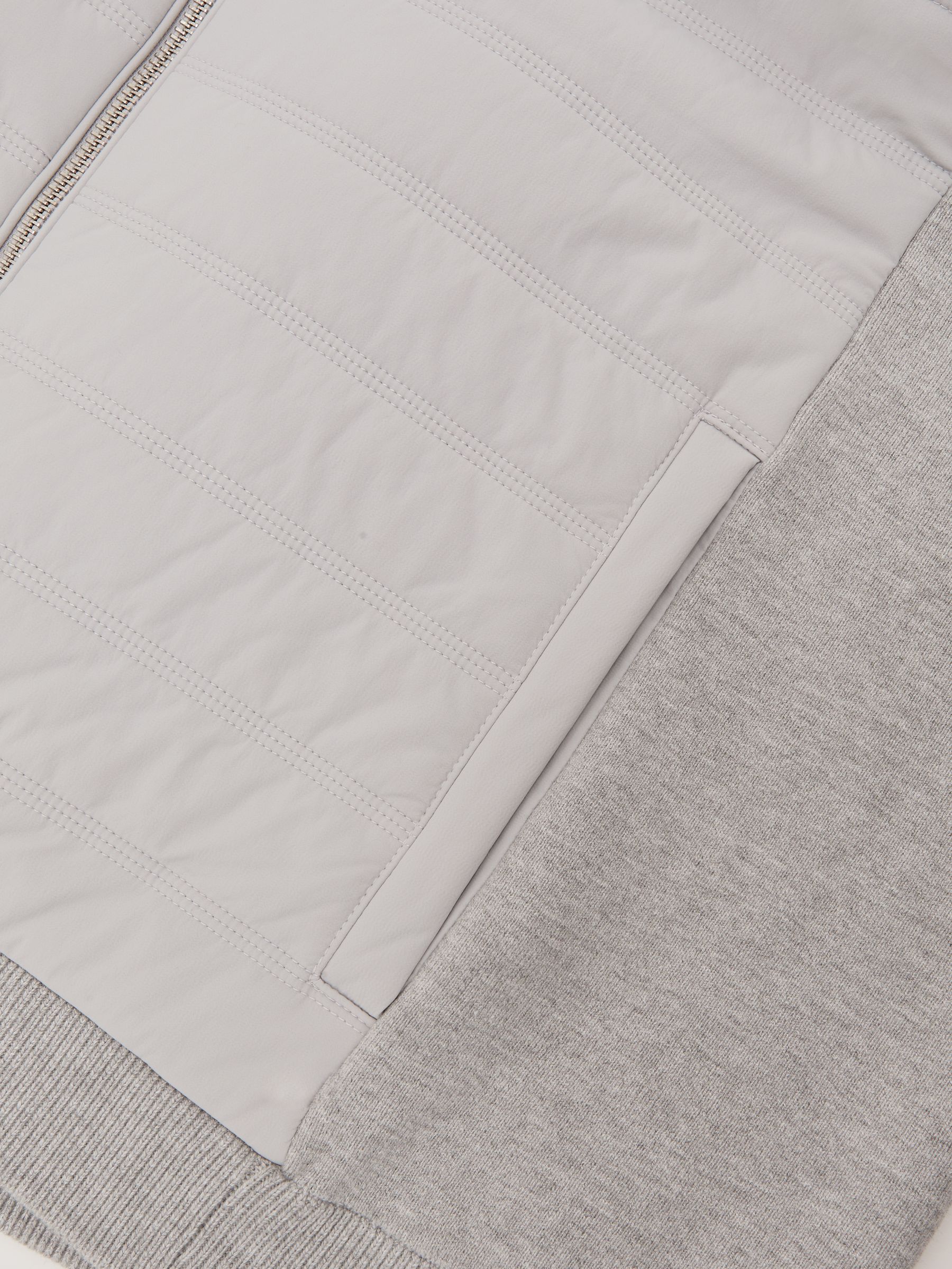 Funnel-Neck Quilted Knit Gilet in Soft Grey - Image 6 of 6