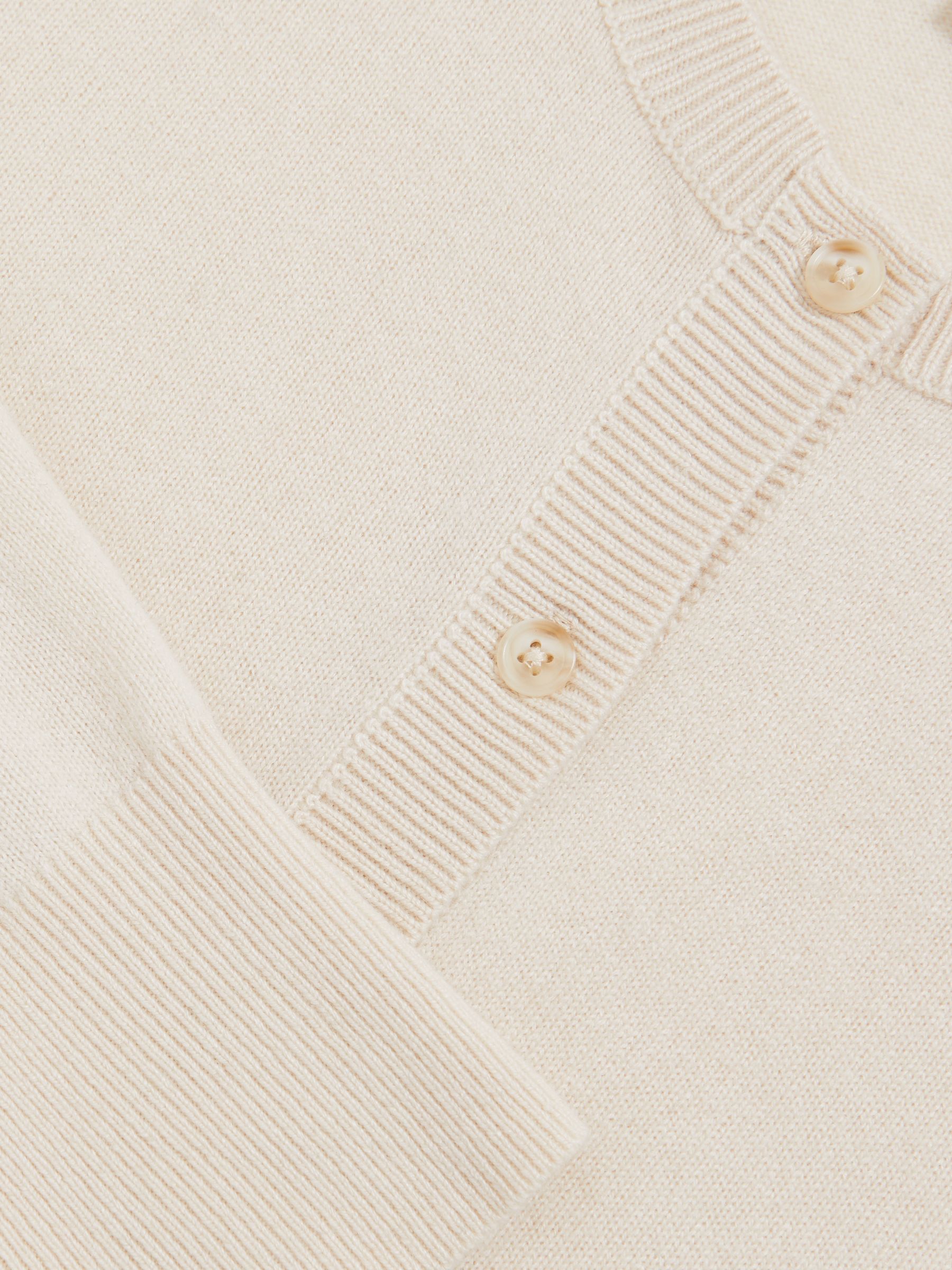 Wool-Blend Crew-Neck Cardigan With Cashmere in Cream - Image 6 of 6