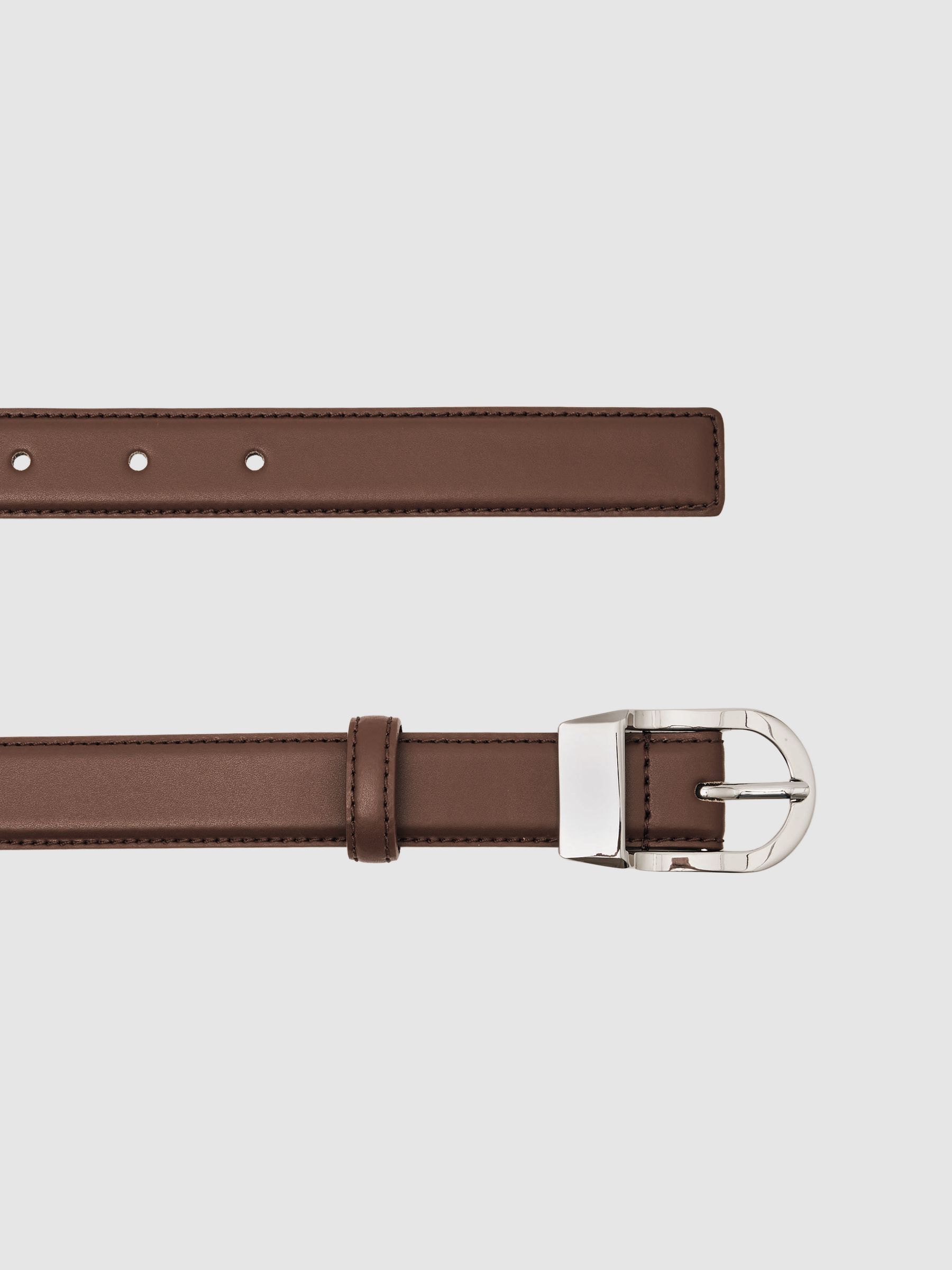 Leather Snake-Effect Belt in Chocolate - image 3