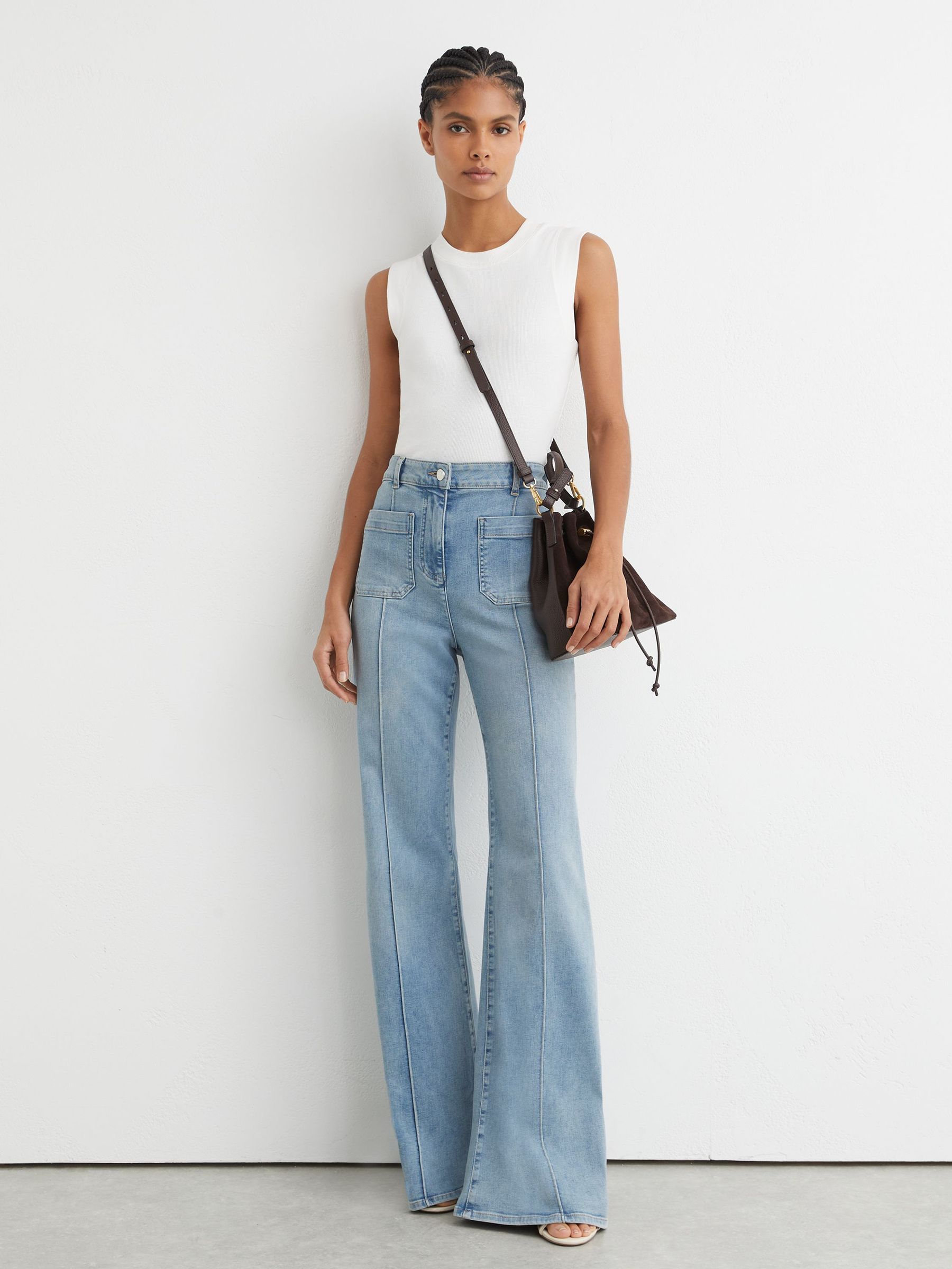 Fine-Rib Ruched Vest Top in White - image 2