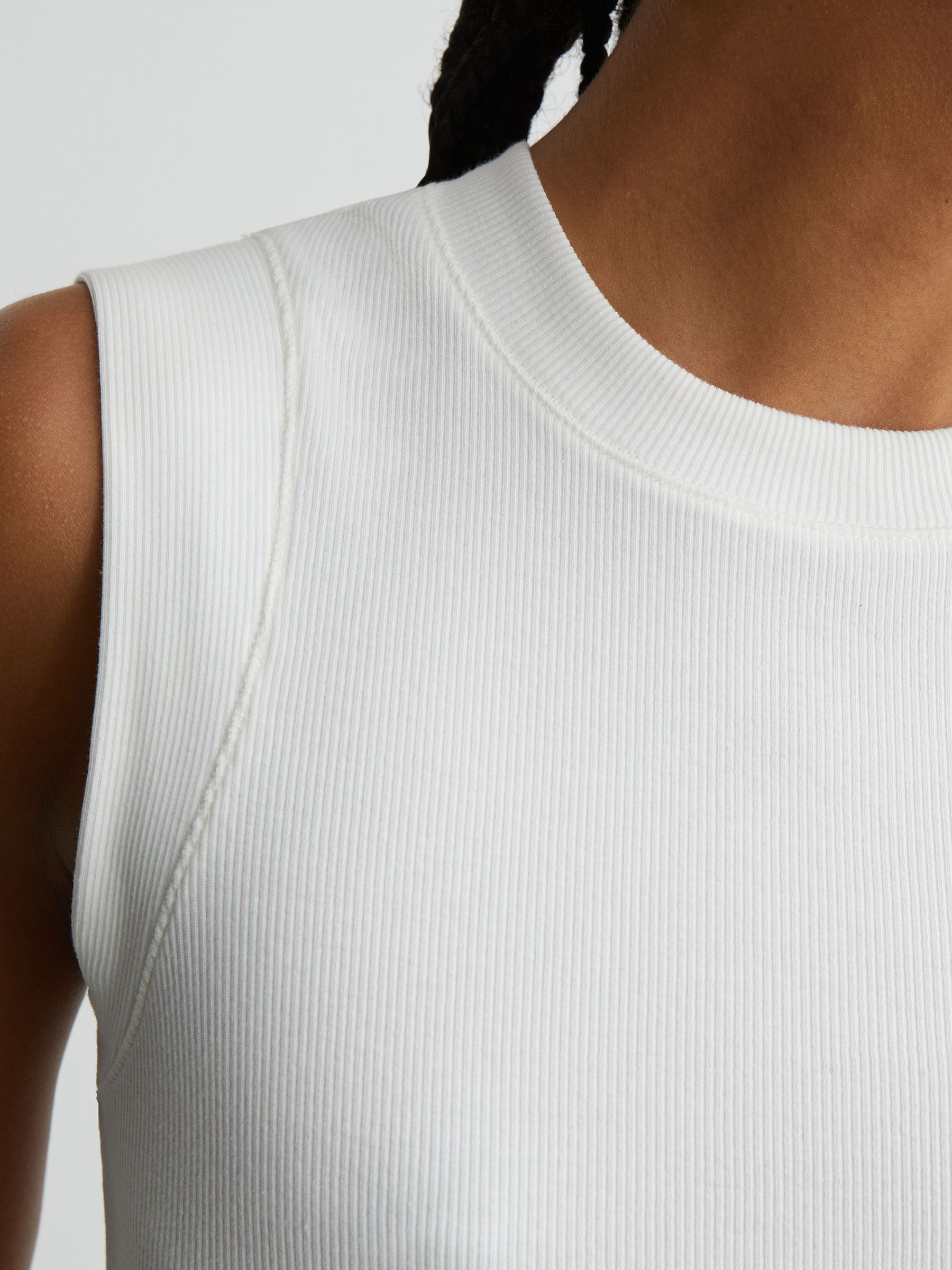 Fine-Rib Ruched Vest Top in White - image 4