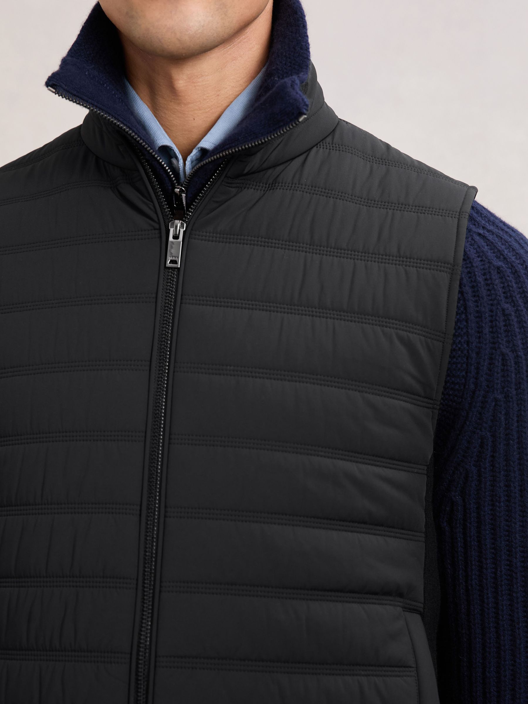 Funnel-Neck Quilted Knit Gilet in Black - Image 5 of 7