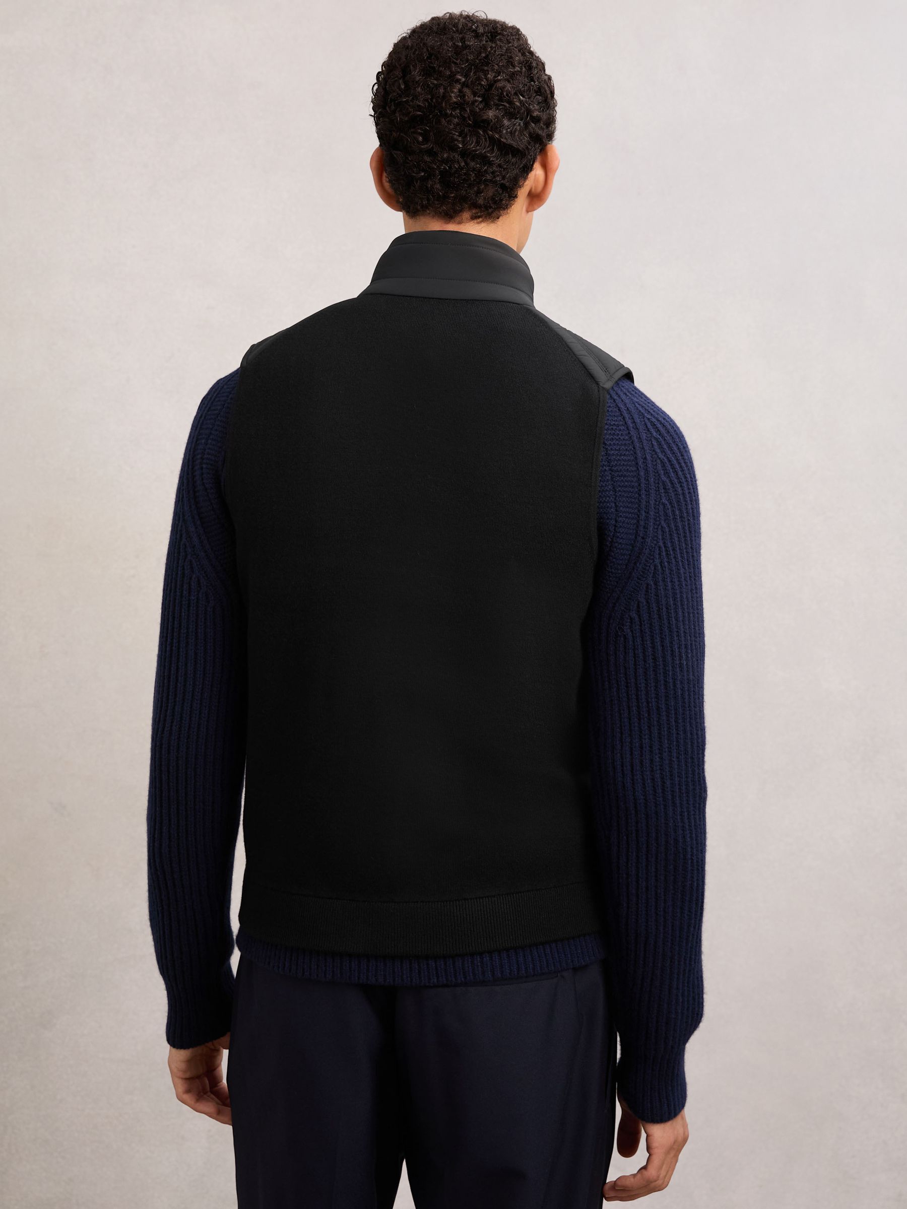 Funnel-Neck Quilted Knit Gilet in Black - Image 6 of 7