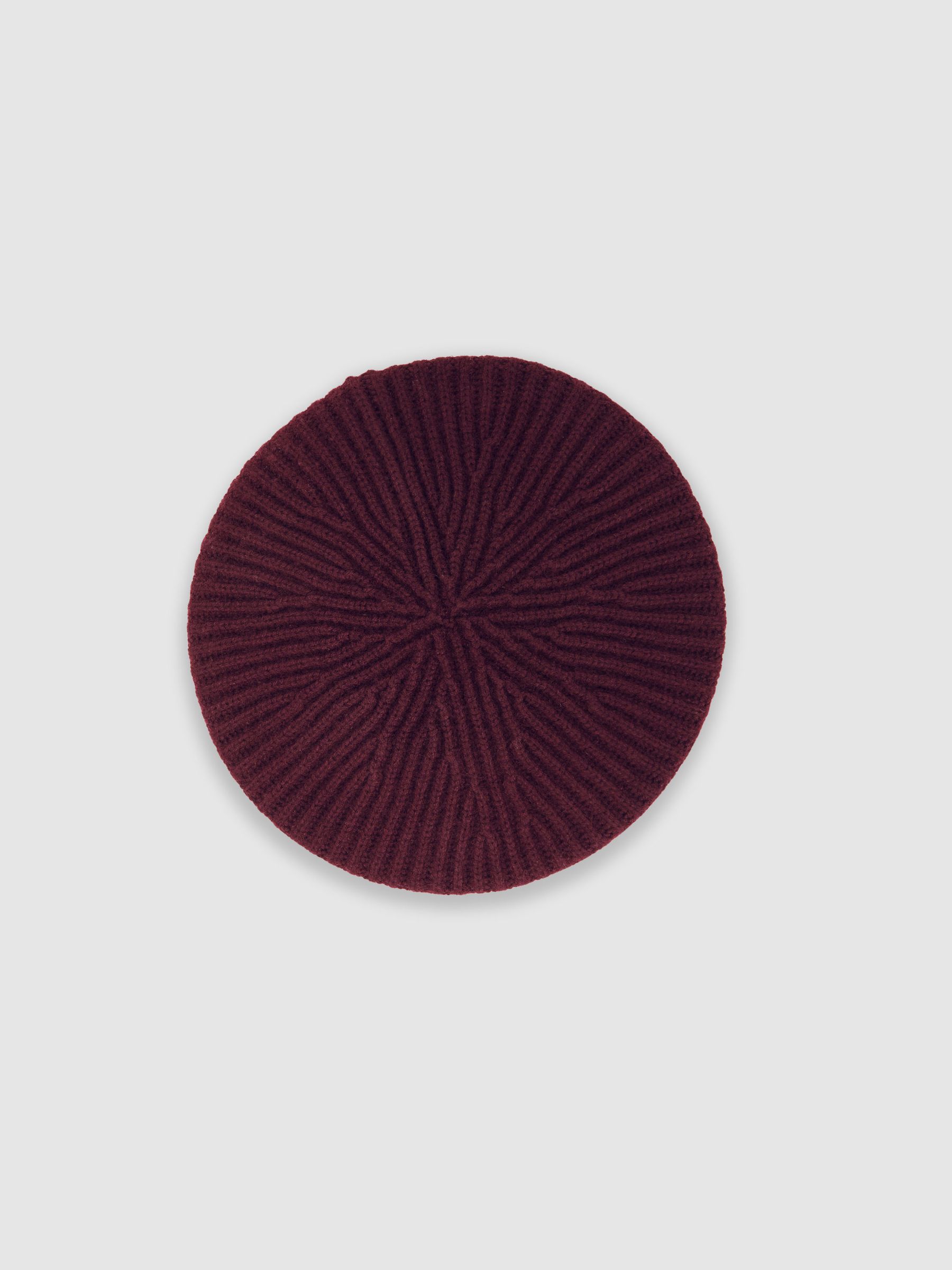 Wool Blend Rib Knit Beret With Cashmere in Berry - Image 3 of 5