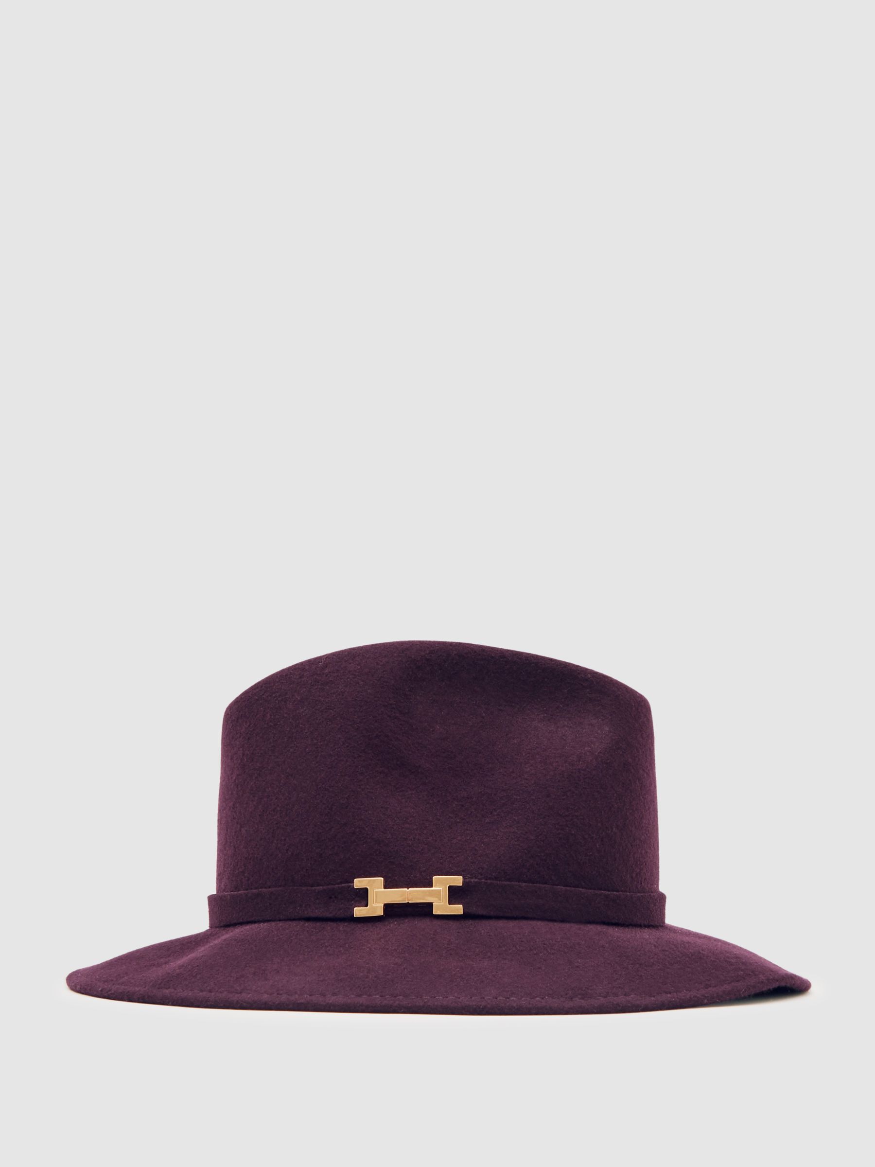 Wool Fedora Hat in Burgundy - Image 1 of 3