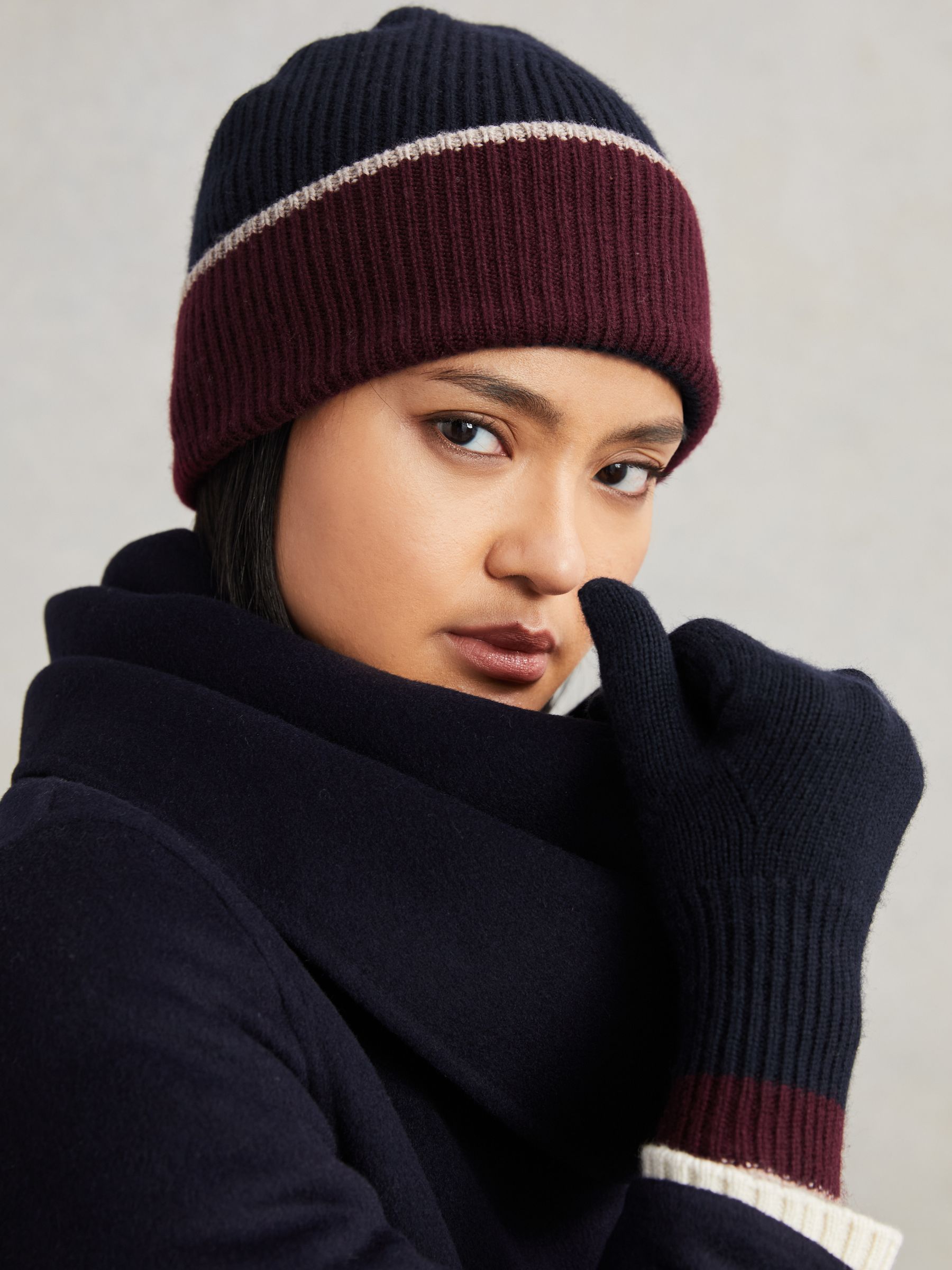 Wool-Blend Tipped Beanie in Navy - Image 3 of 5