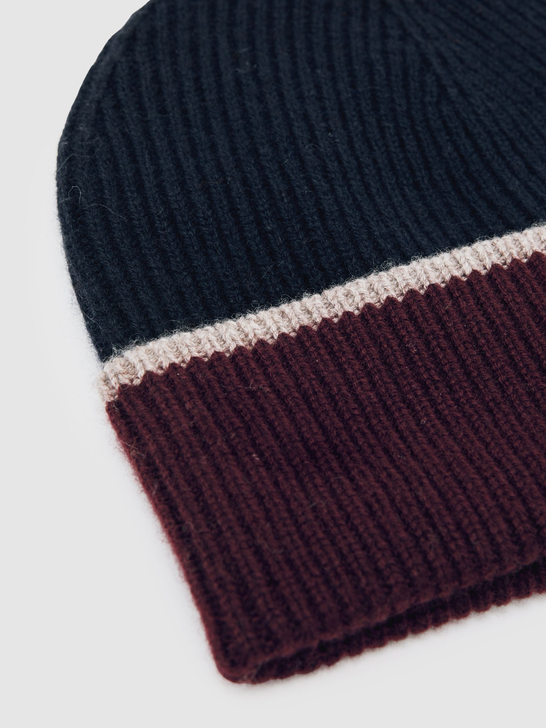 Wool-Blend Tipped Beanie in Navy - Image 5 of 5
