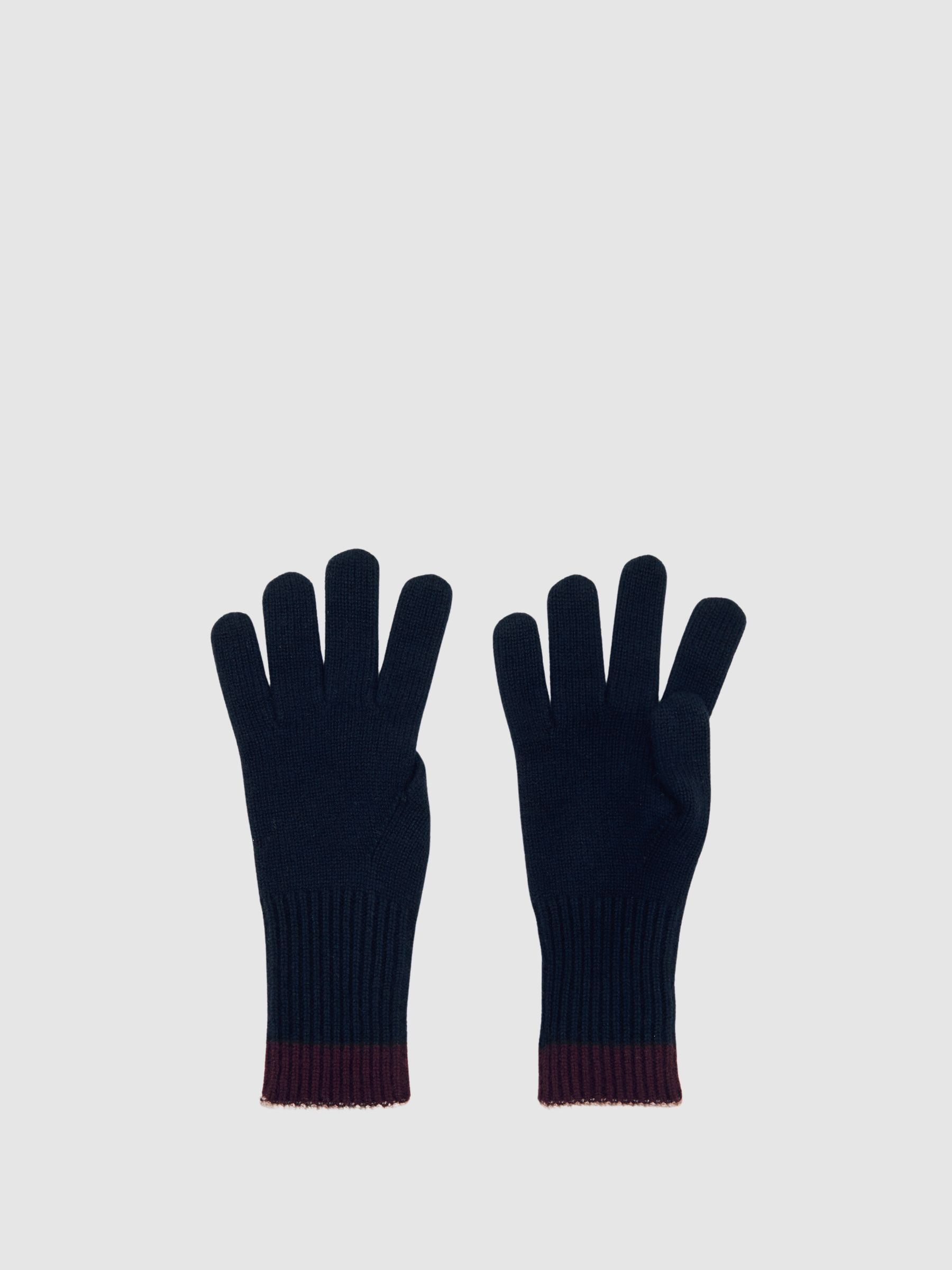 Wool-Blend Tipped Gloves With Cashmere in Navy - Image 1 of 3