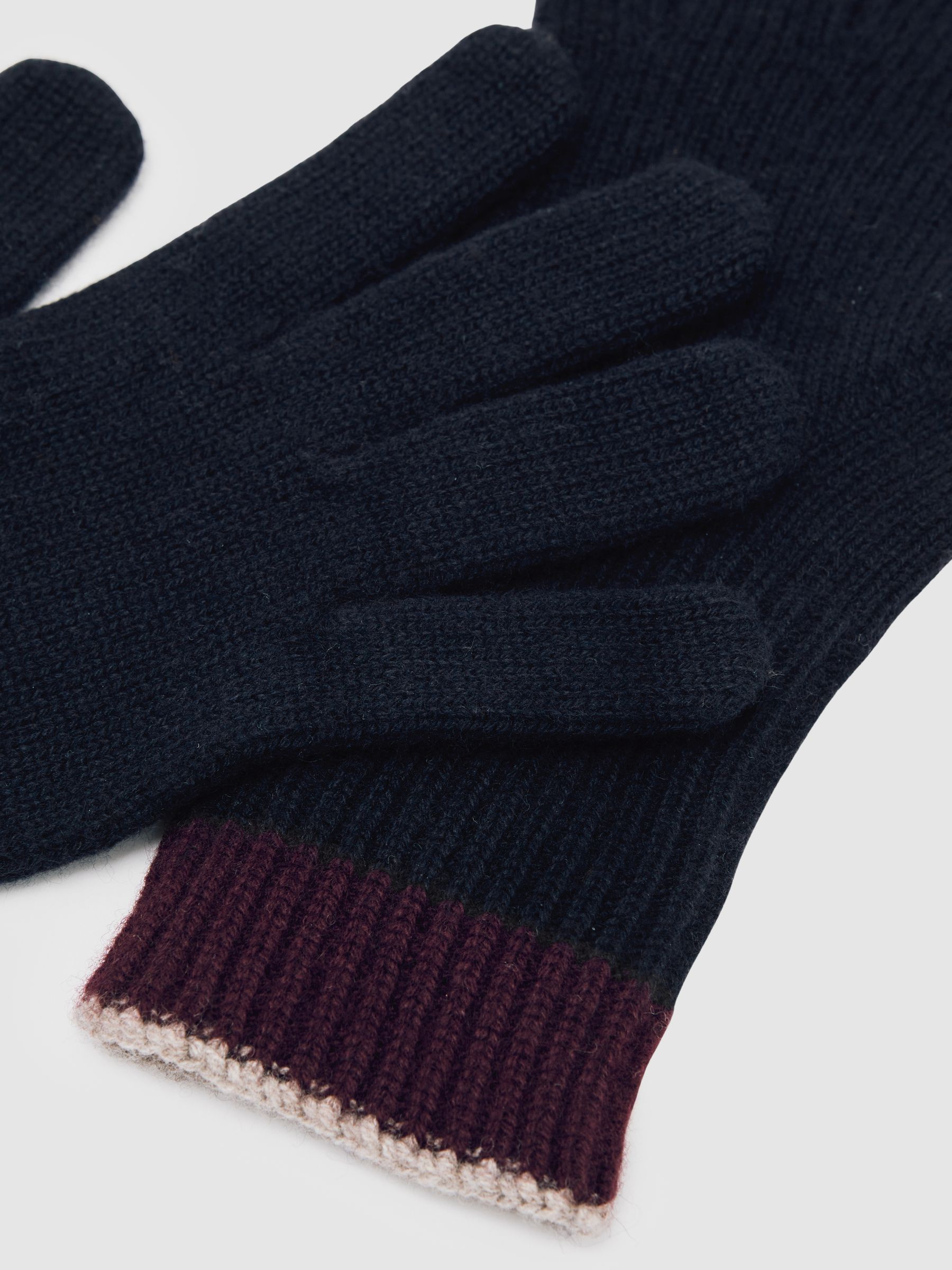 Wool-Blend Tipped Gloves With Cashmere in Navy - Image 3 of 3