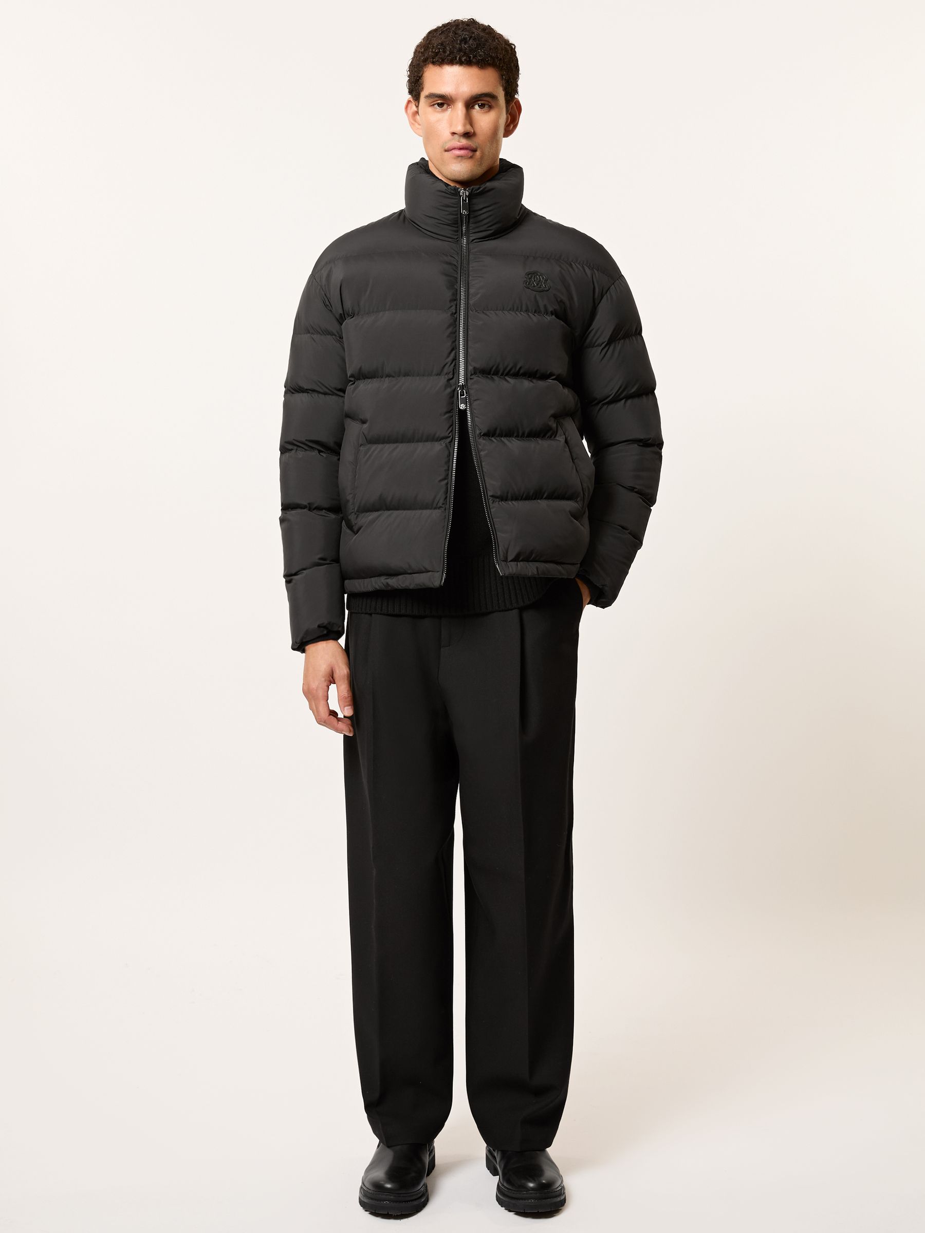 Monogram Quilted Relaxed Puffer Jacket in Black - Image 1 of 6