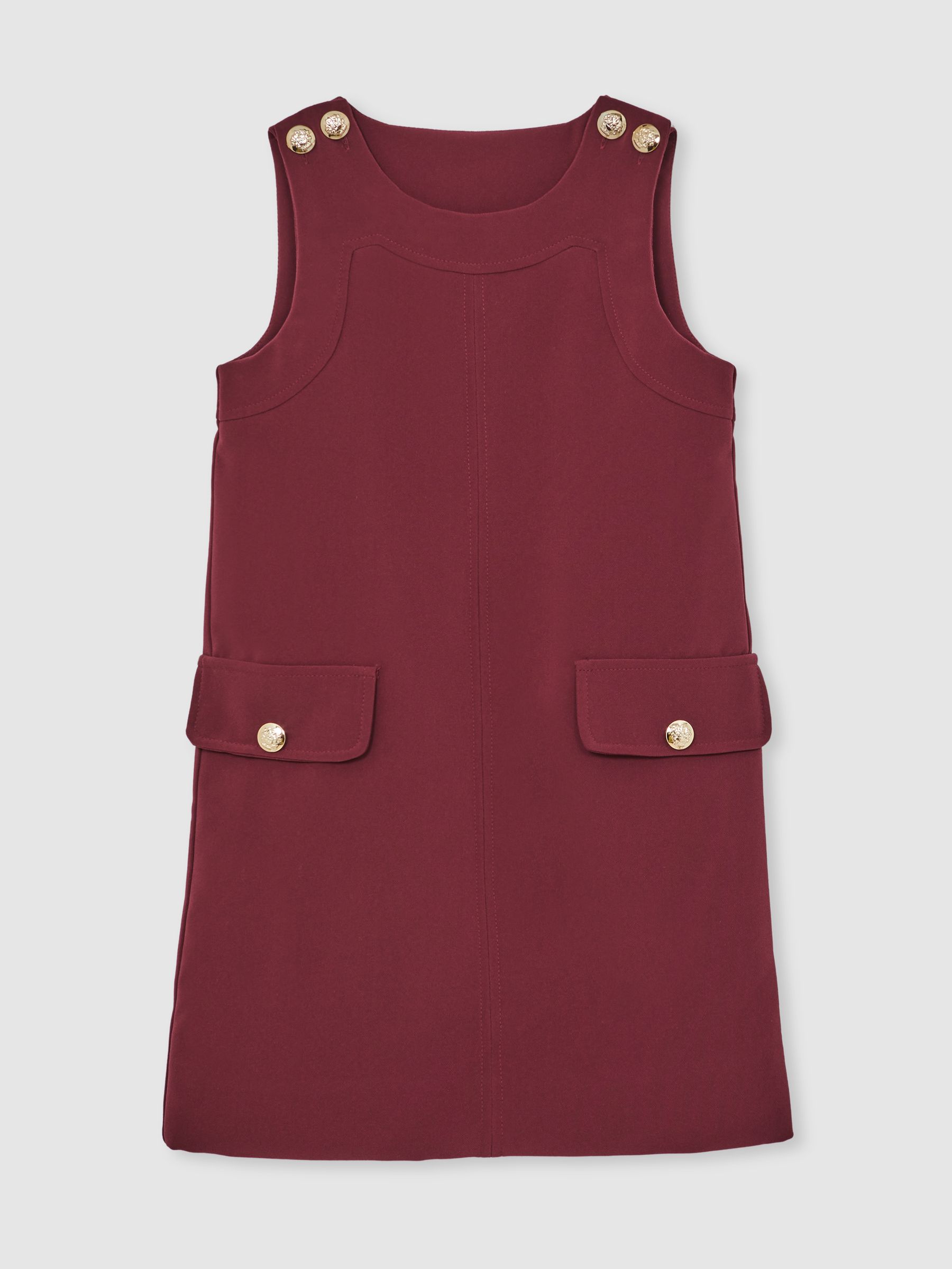 3-9 yrs Button-Detail Sleeveless Shift Dress in Berry - Image 2 of 5