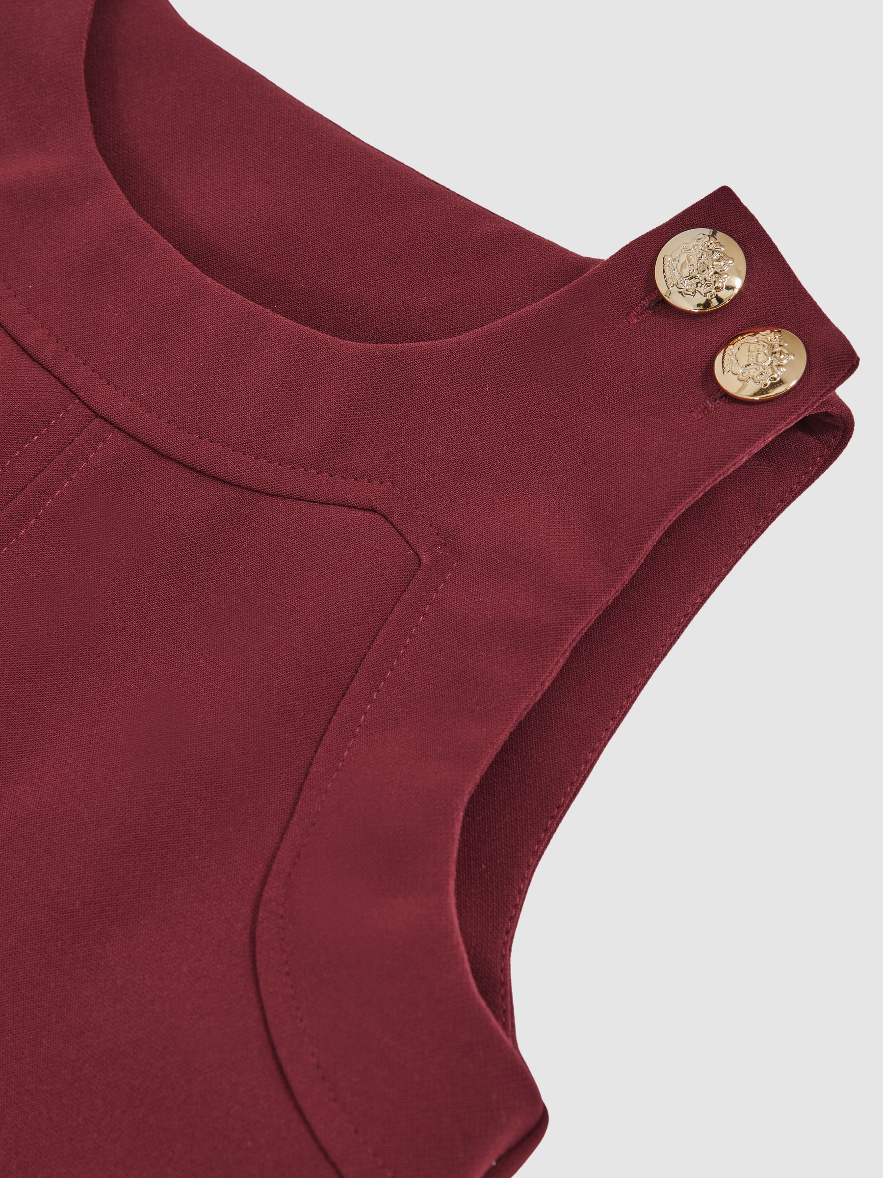 3-9 yrs Button-Detail Sleeveless Shift Dress in Berry - Image 5 of 5