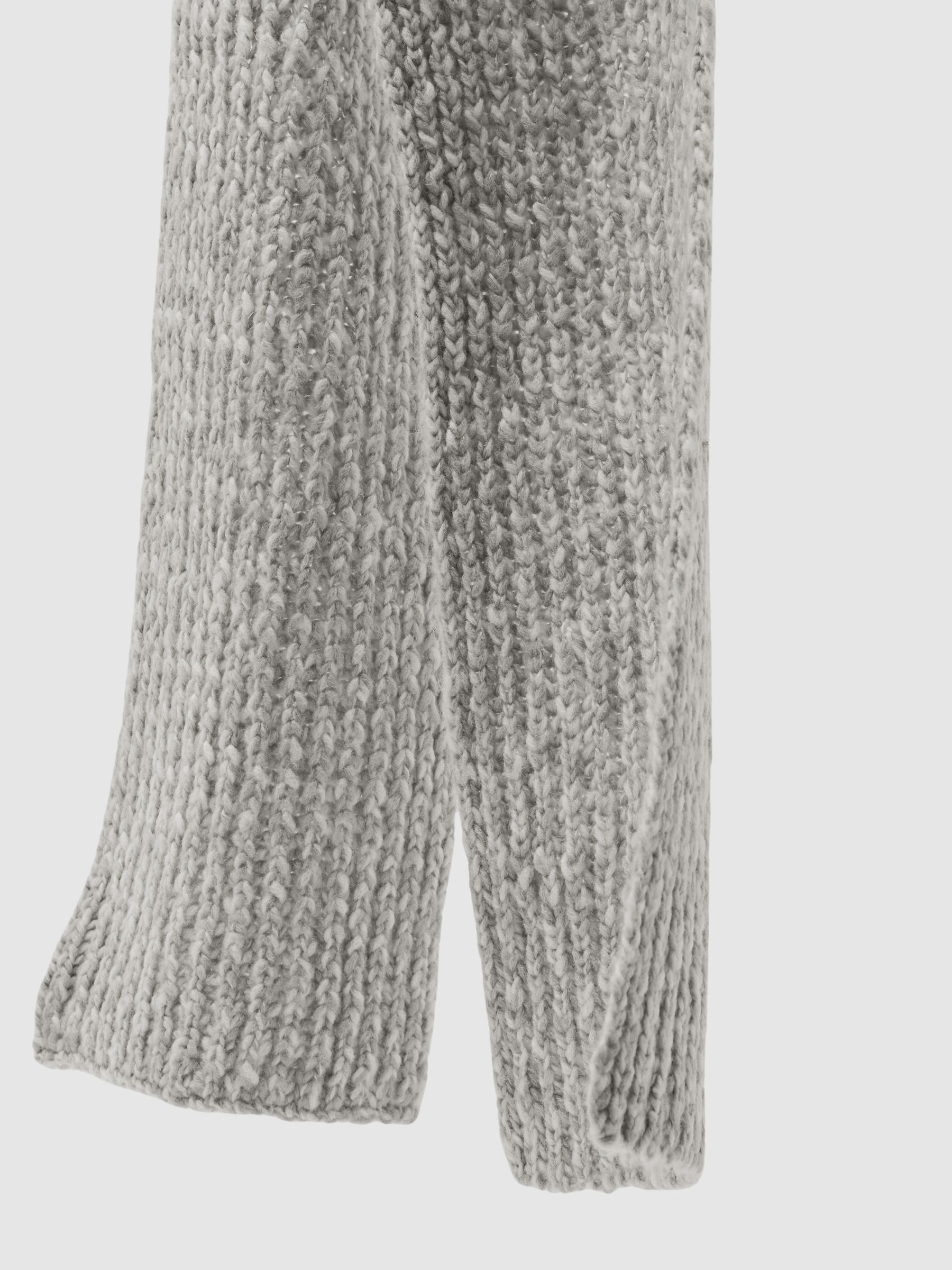 Rib-Knit Marl Scarf with Wool in Grey Marl - Image 5 of 6