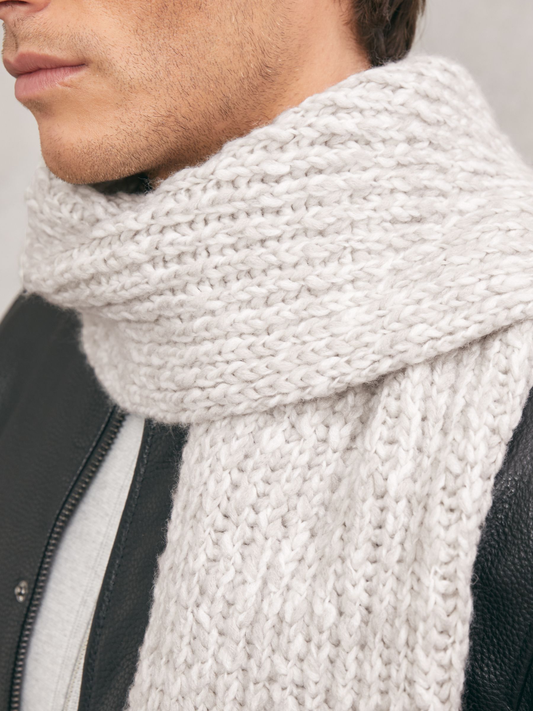 Rib-Knit Marl Scarf with Wool in Grey Marl - image 5