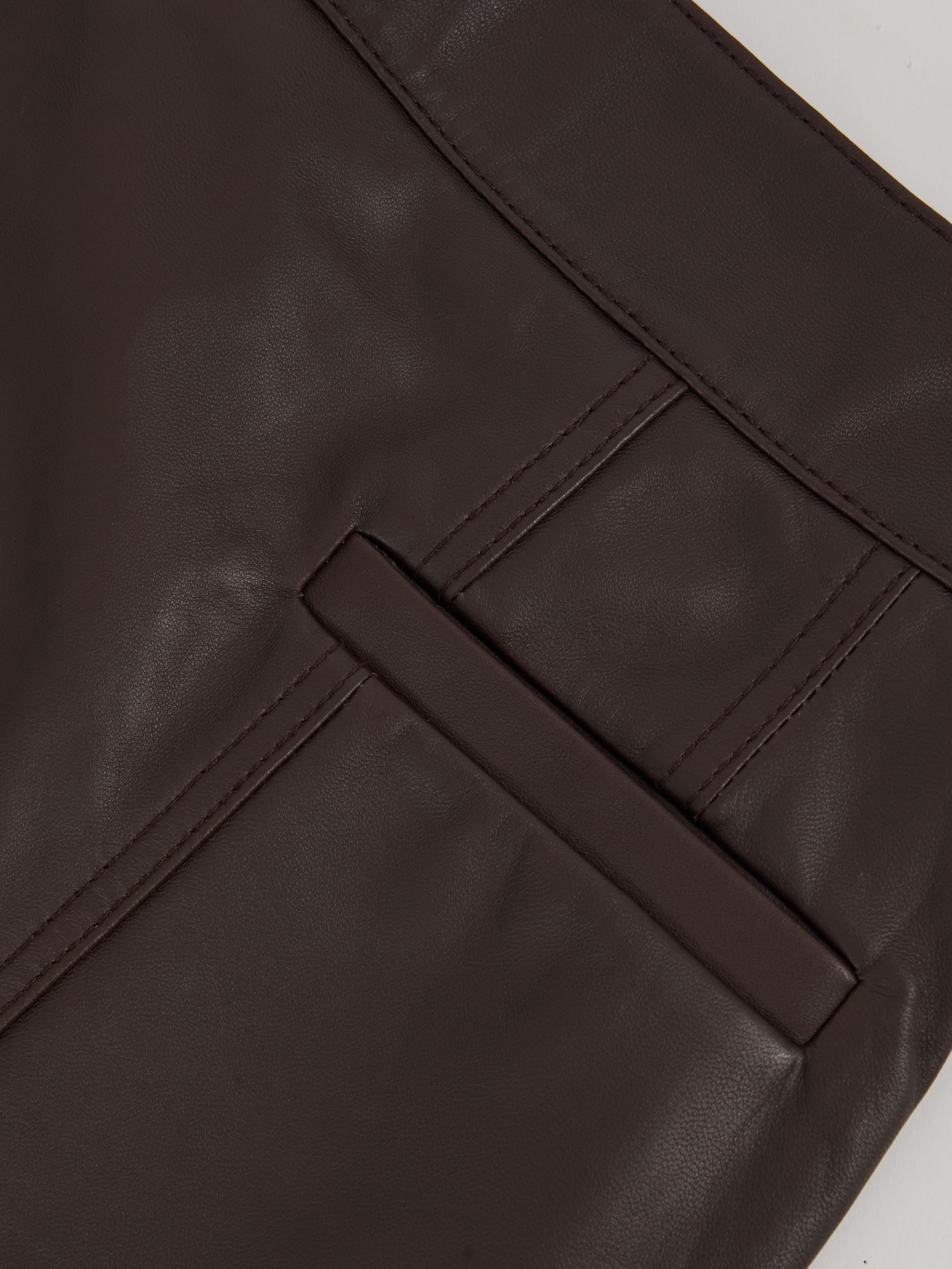 Leather Welt-Pocket Mini Skirt in Burgundy - image 3