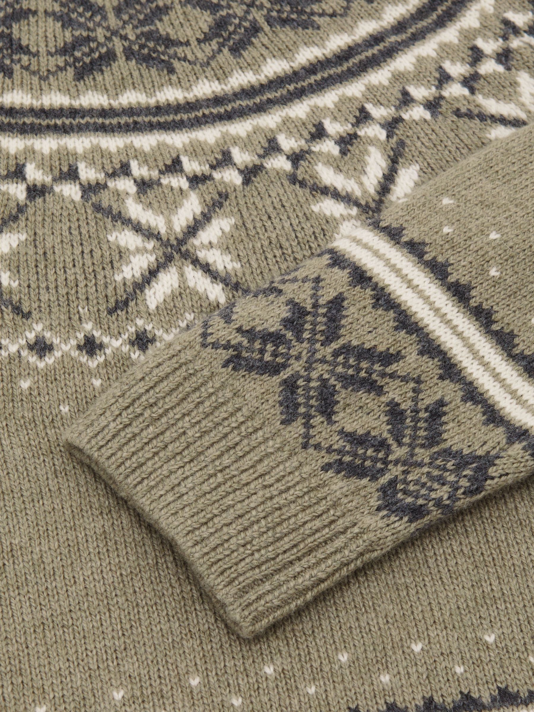 Pull à col rond motif jacquard en laine 13-14 ans, vert sauge - Image 5 de 5